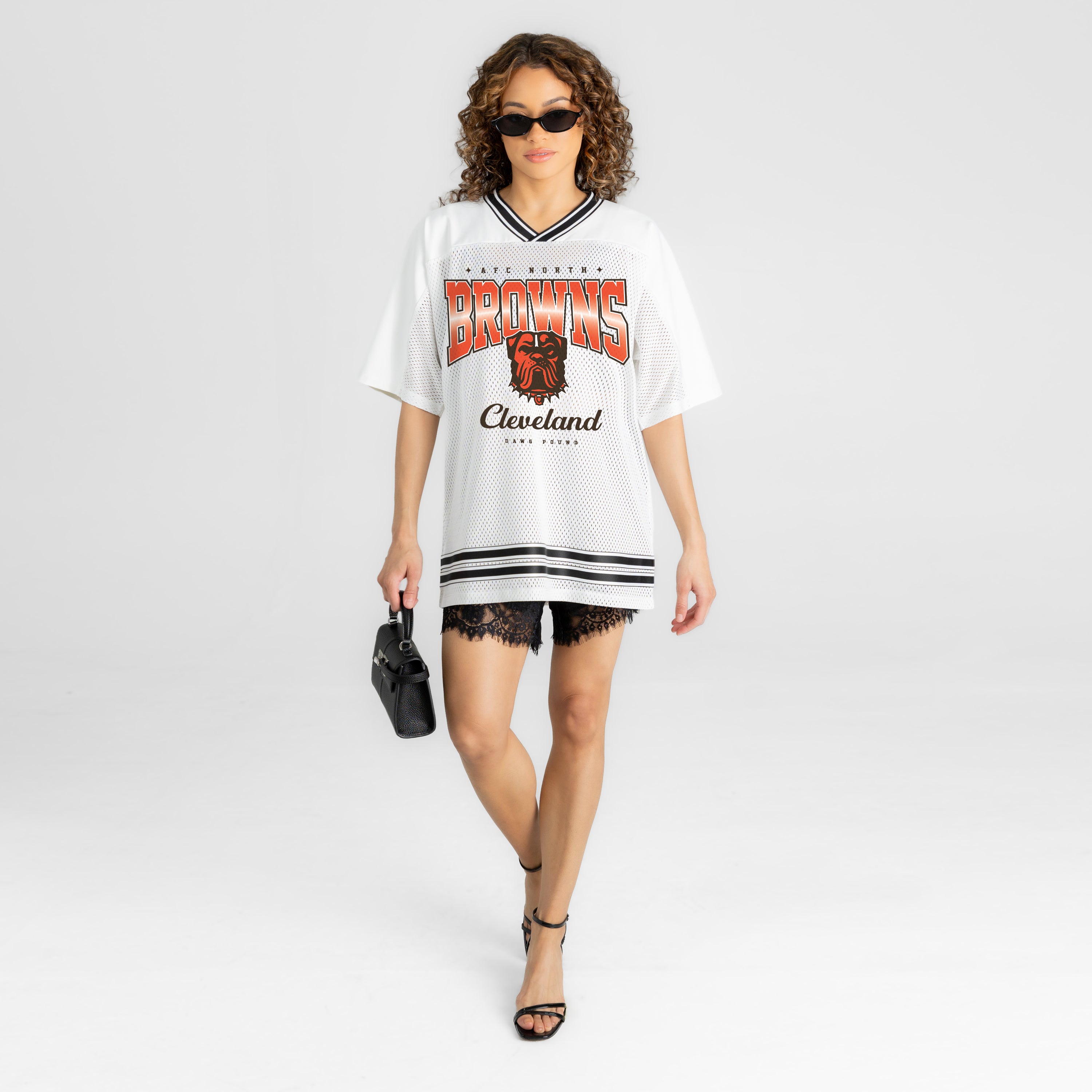 CLEVELAND BROWNS SQUAD MENTALITY OVERSIZED MESH FASHION TOP