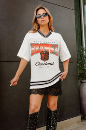 CLEVELAND BROWNS SQUAD MENTALITY OVERSIZED MESH FASHION TOP