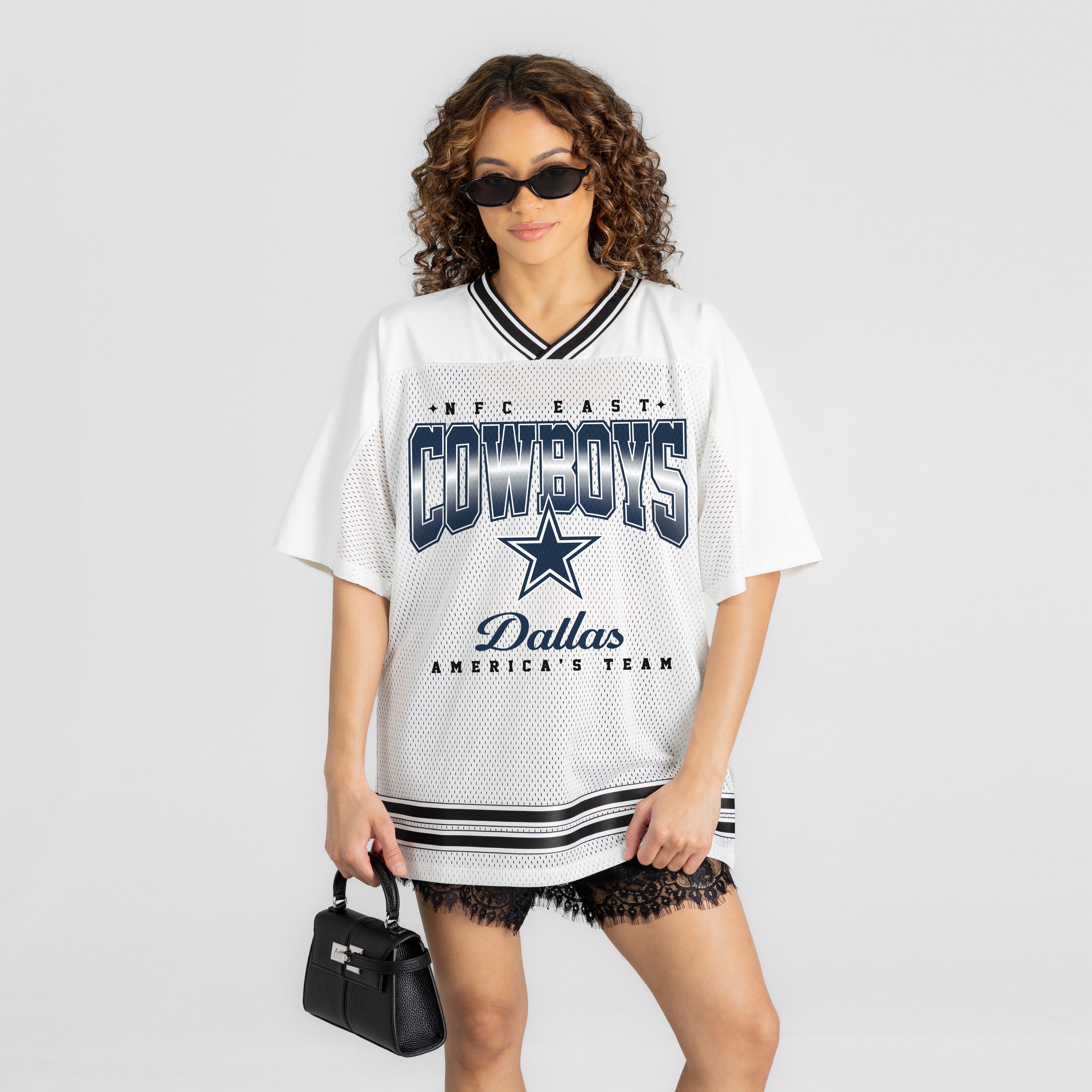 DALLAS COWBOYS SQUAD MENTALITY OVERSIZED MESH FASHION TOP