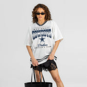 DALLAS COWBOYS SQUAD MENTALITY OVERSIZED MESH FASHION TOP