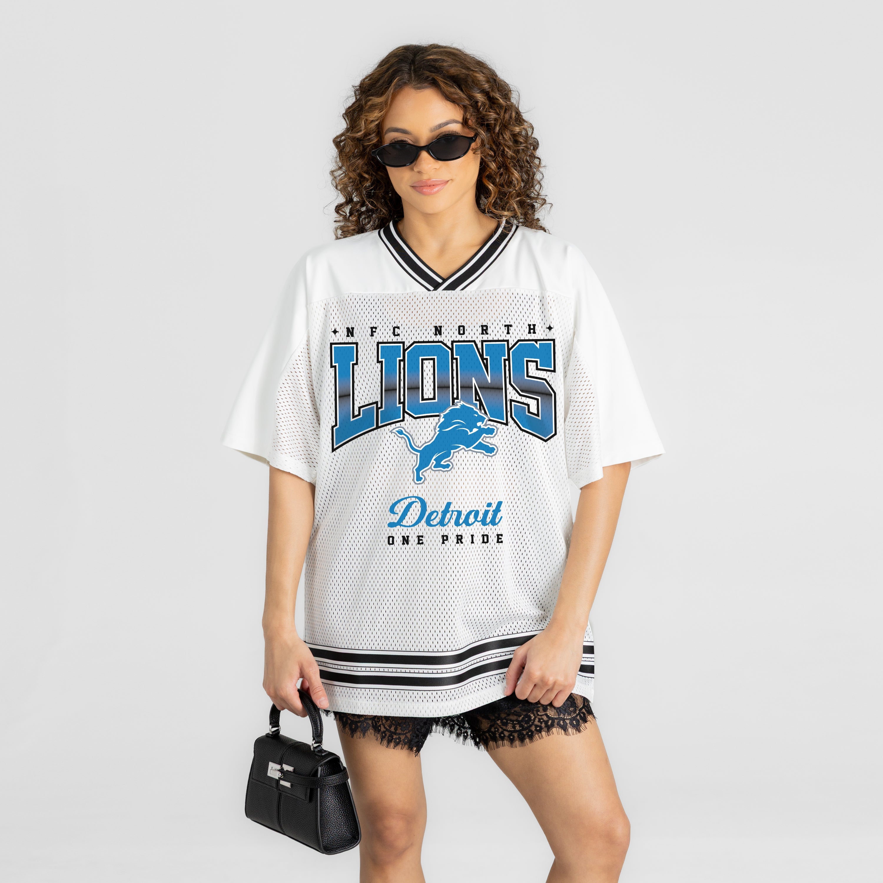 DETROIT LIONS SQUAD MENTALITY OVERSIZED MESH FASHION TOP