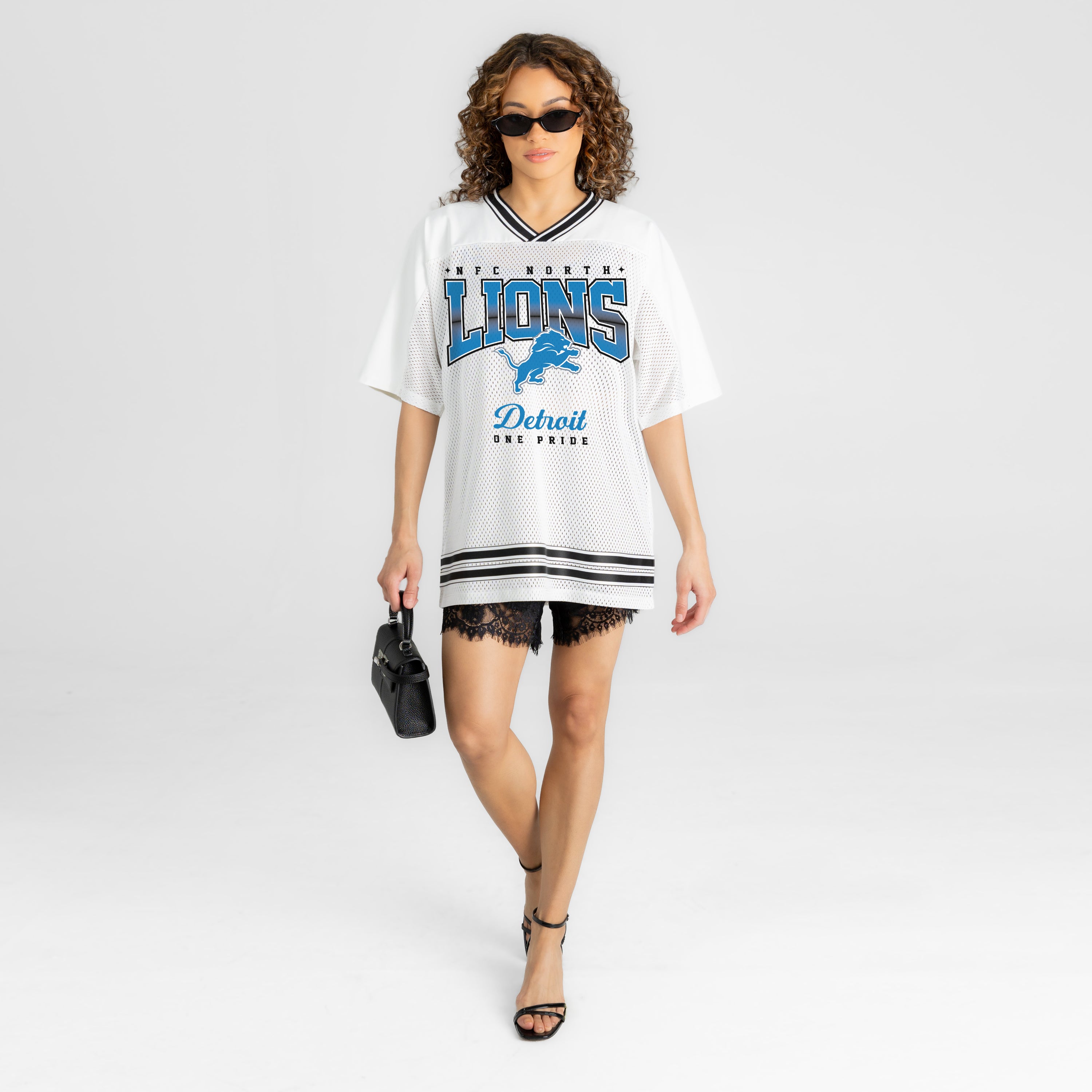 DETROIT LIONS SQUAD MENTALITY OVERSIZED MESH FASHION TOP