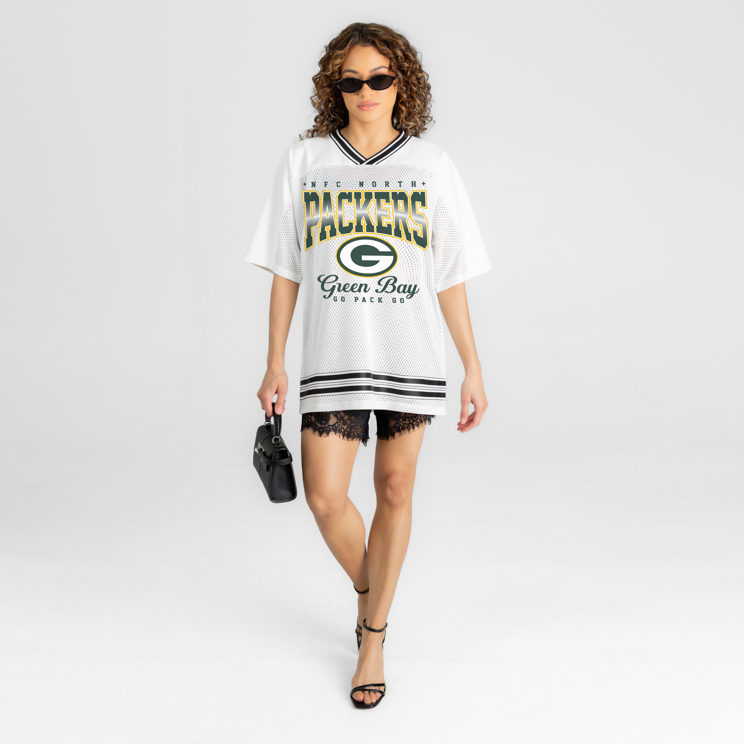 GREEN BAY PACKERS SQUAD MENTALITY OVERSIZED MESH FASHION TOP
