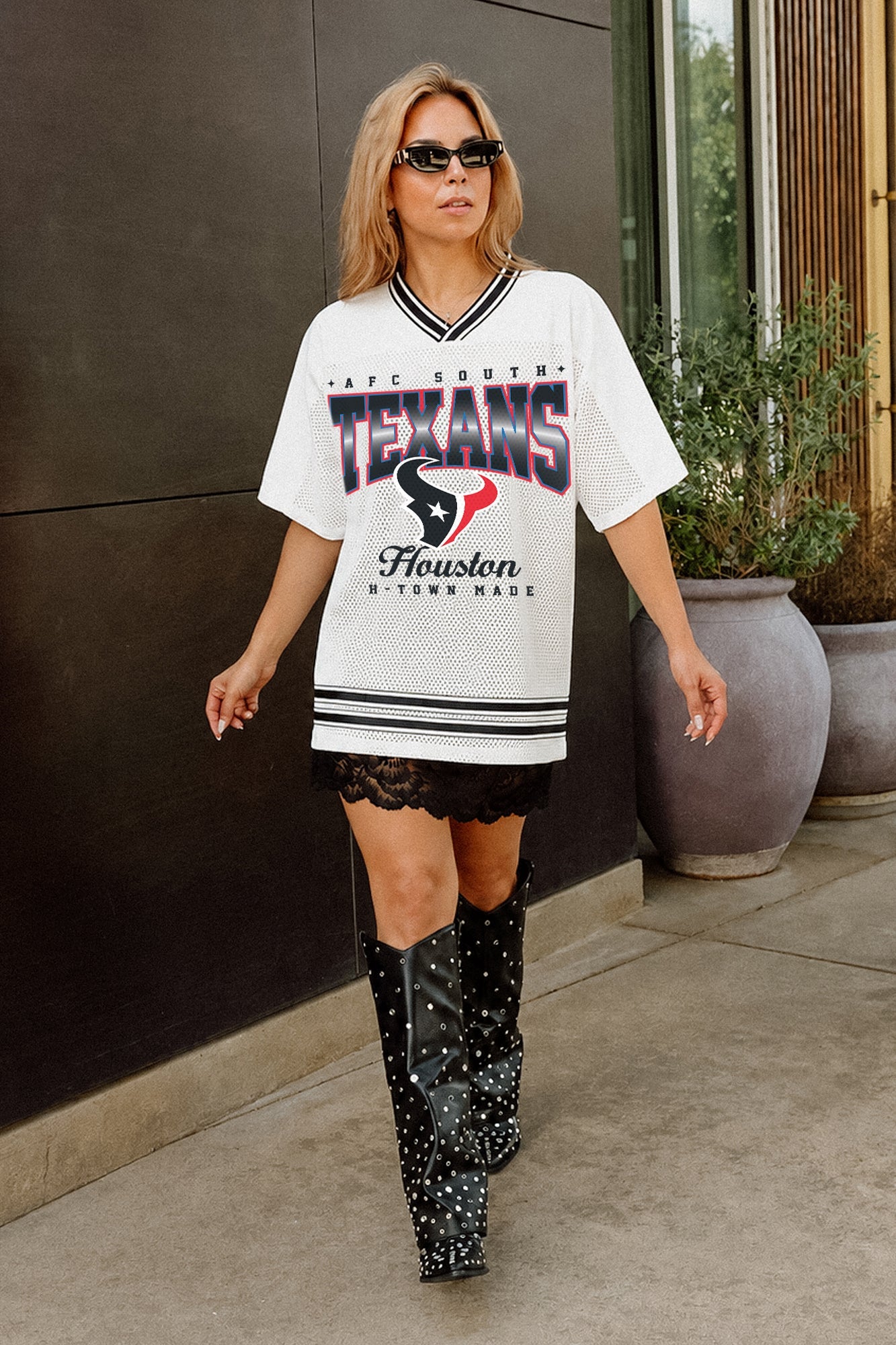 HOUSTON TEXANS SQUAD MENTALITY OVERSIZED MESH FASHION TOP