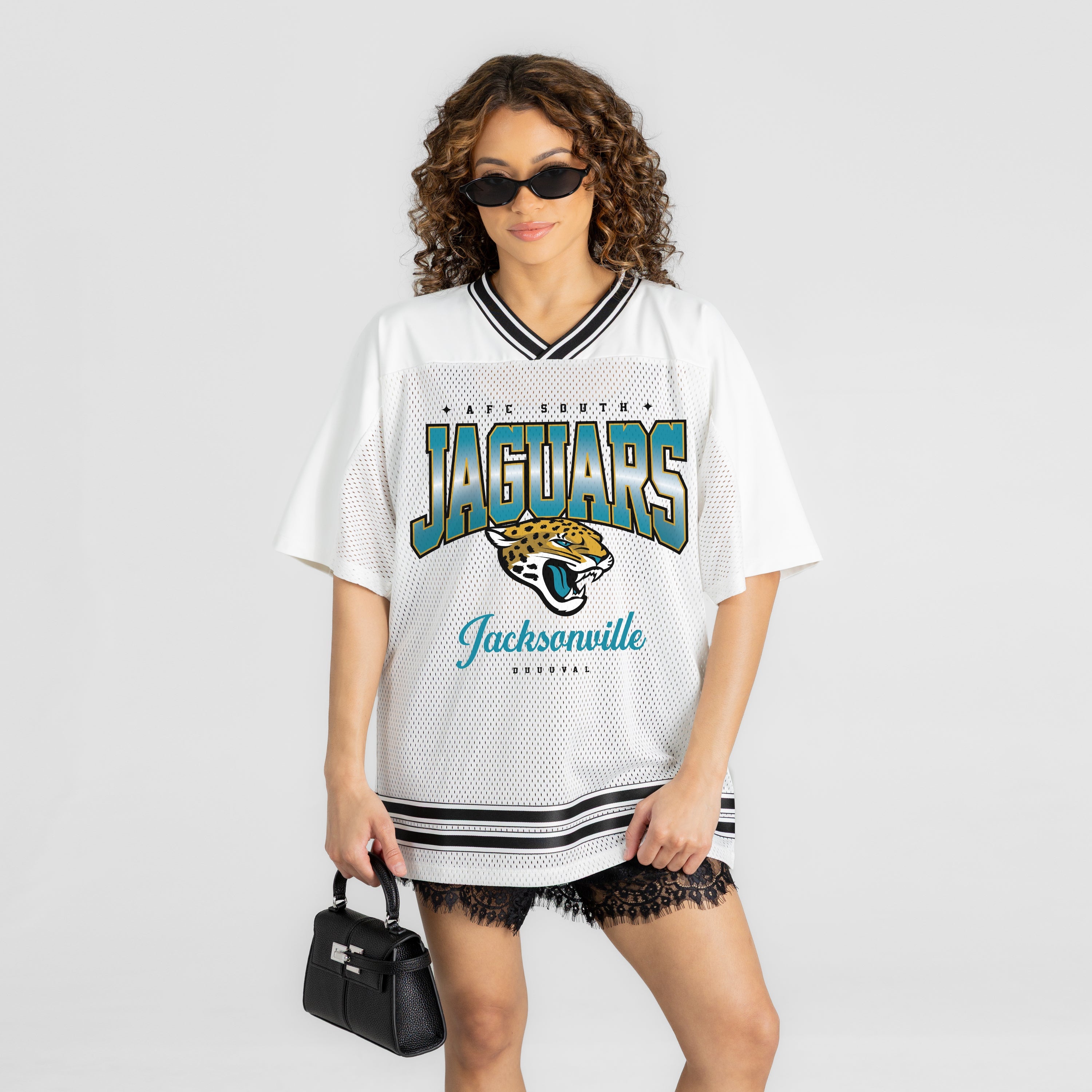 JACKSONVILLE JAGUARS SQUAD MENTALITY OVERSIZED MESH FASHION TOP