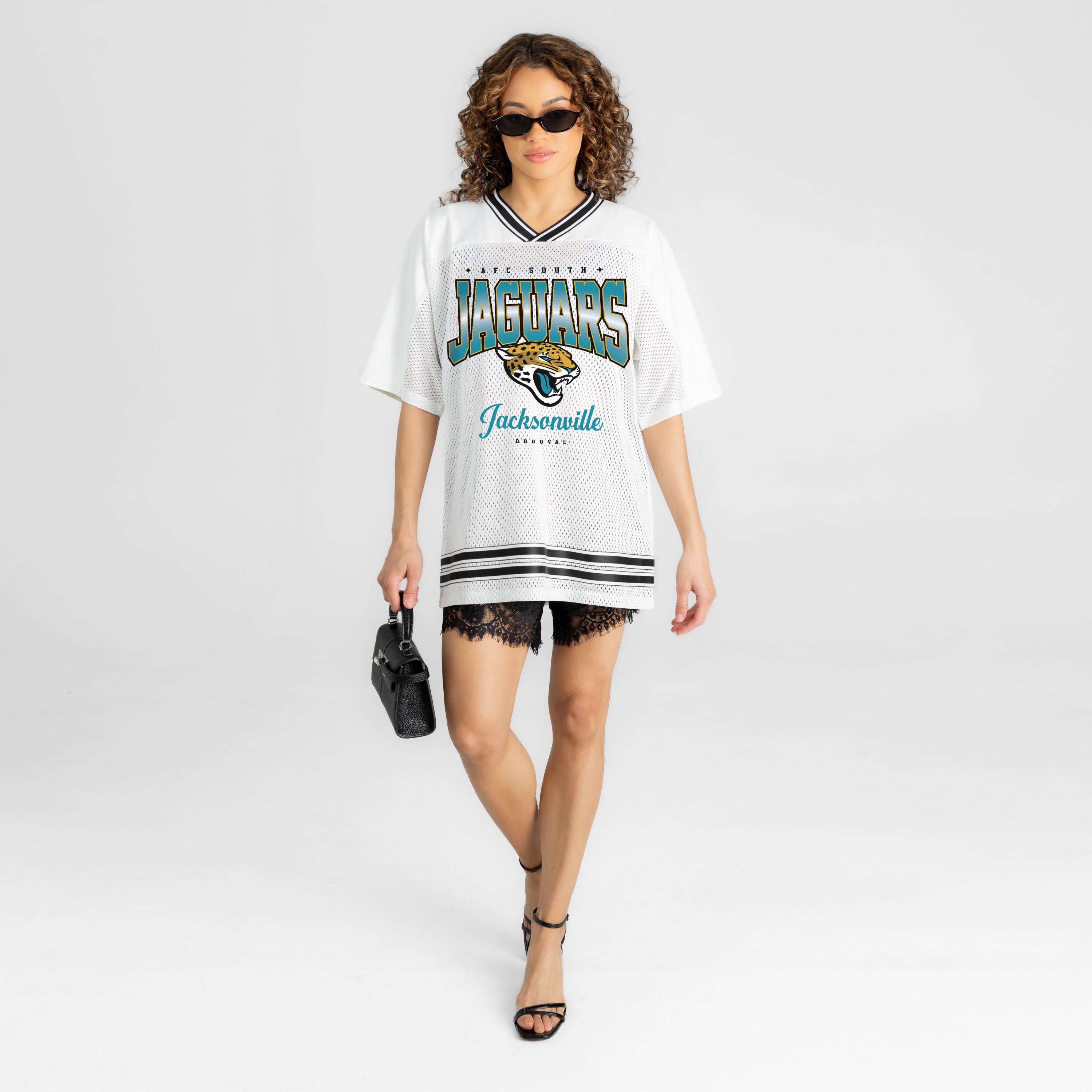 JACKSONVILLE JAGUARS SQUAD MENTALITY OVERSIZED MESH FASHION TOP