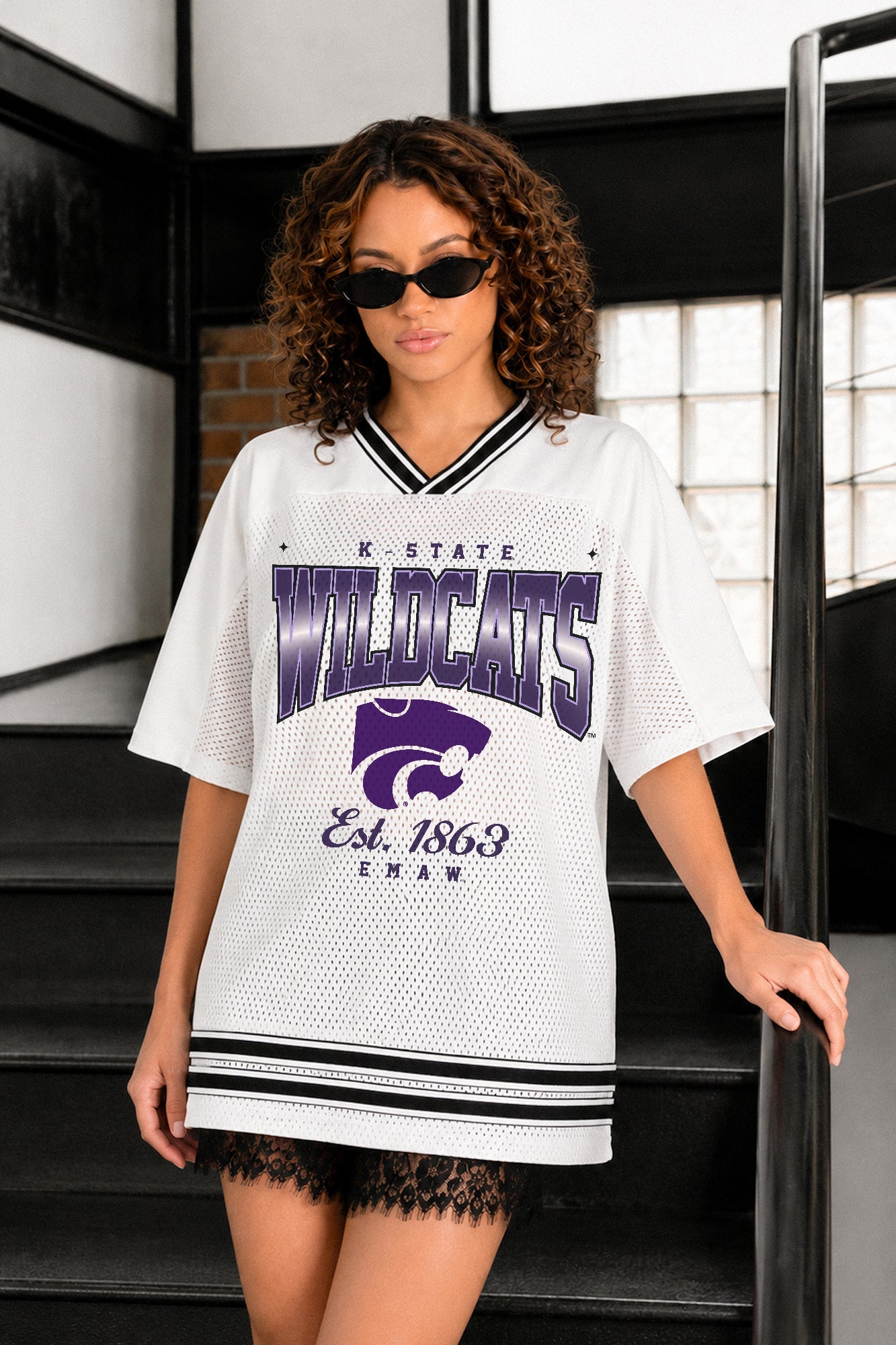 KANSAS STATE WILDCATS SQUAD MENTALITY OVERSIZED MESH FASHION JERSEY