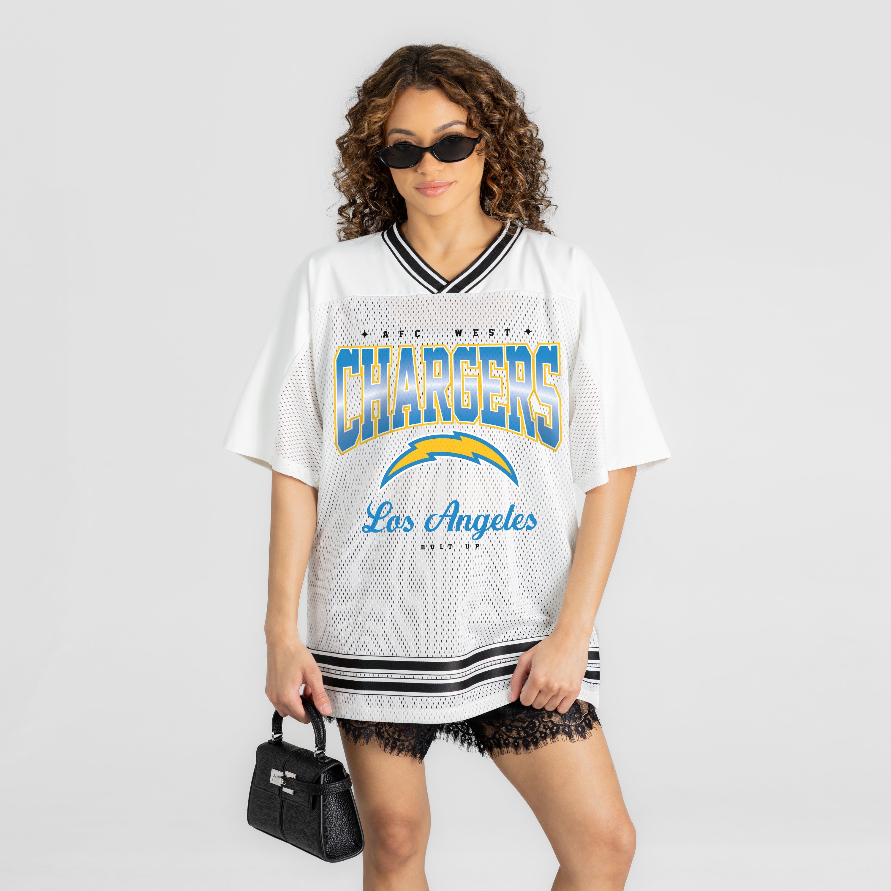 LOS ANGELES CHARGERS SQUAD MENTALITY OVERSIZED MESH FASHION TOP