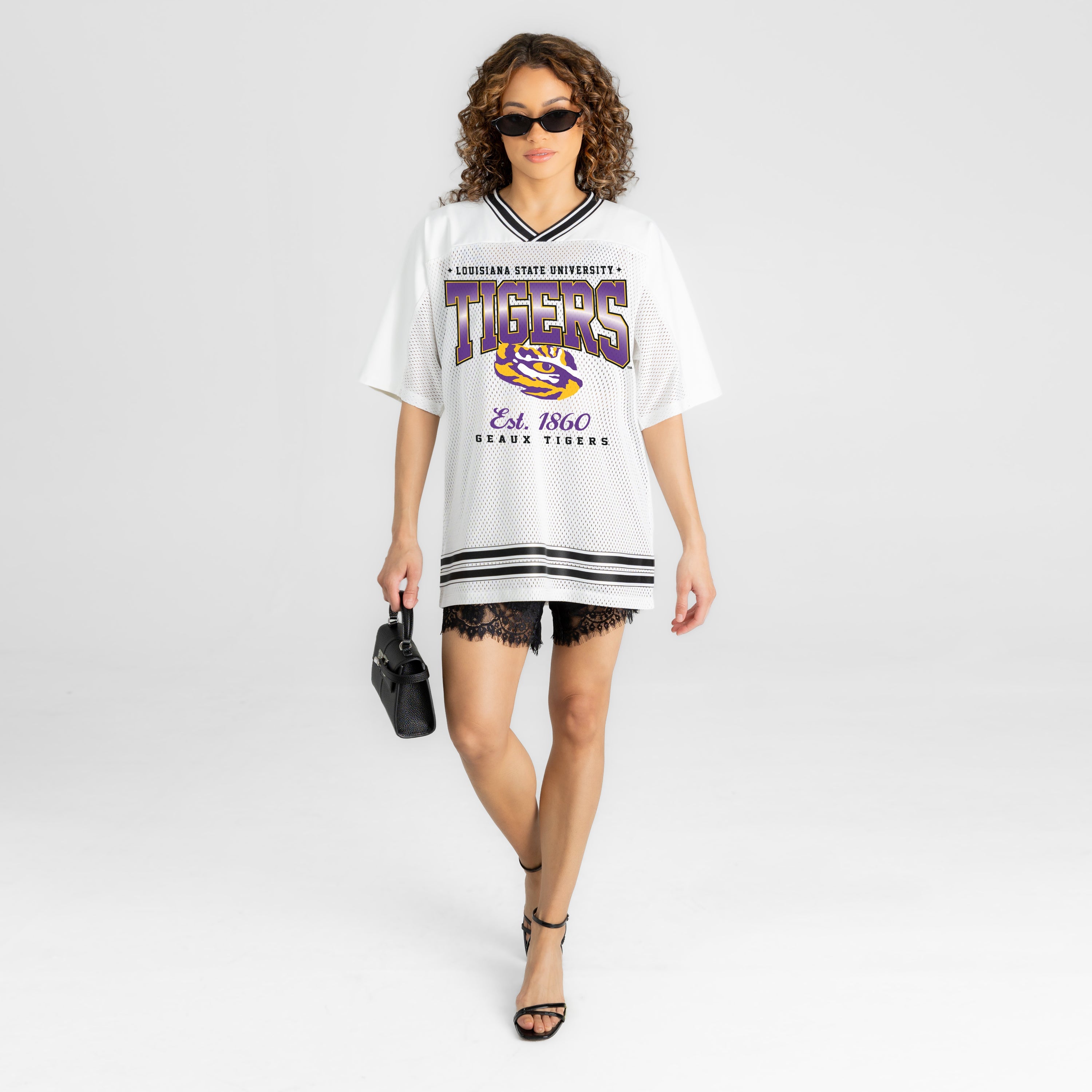 LSU TIGERS SQUAD MENTALITY OVERSIZED MESH FASHION JERSEY