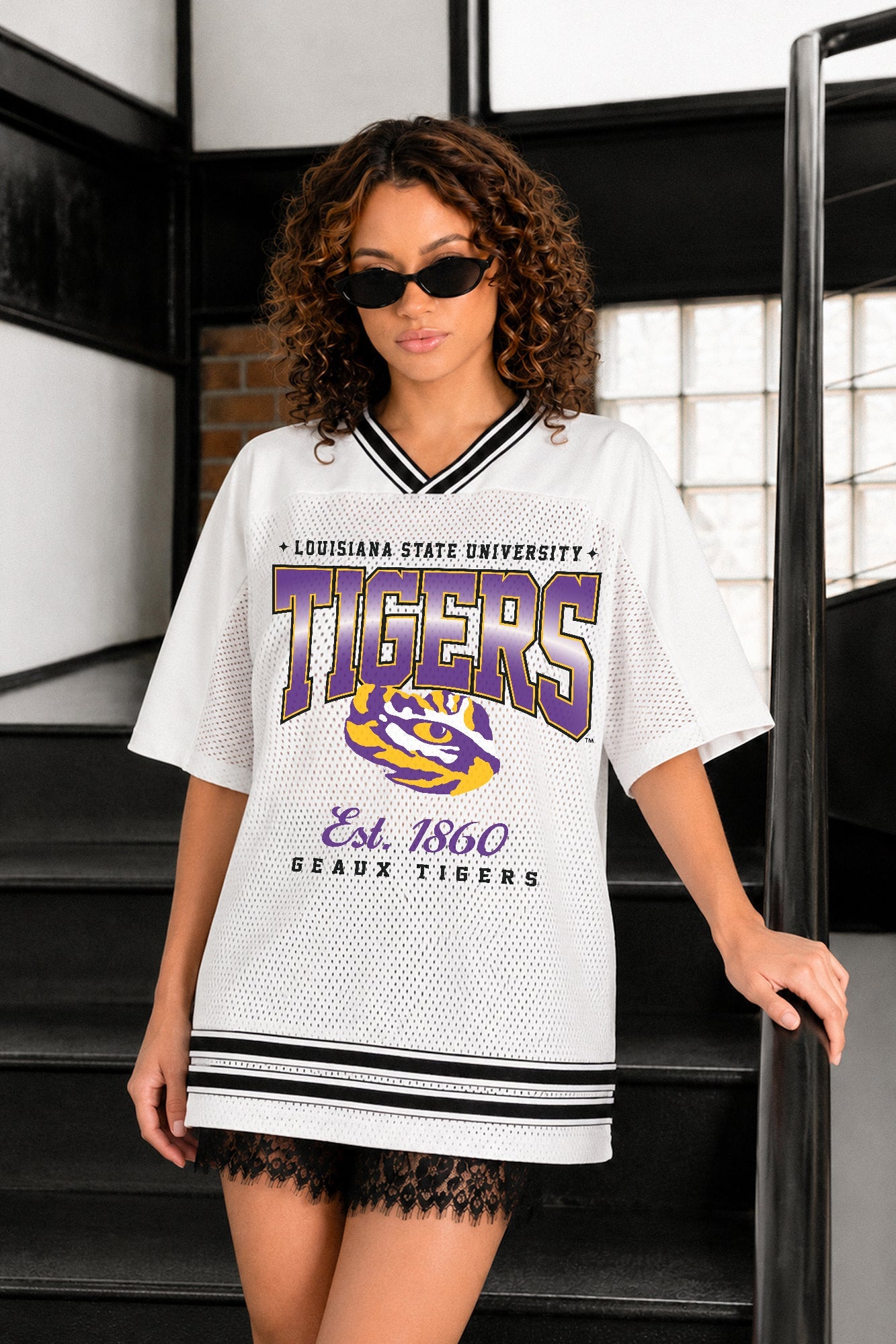 LSU TIGERS SQUAD MENTALITY OVERSIZED MESH FASHION JERSEY