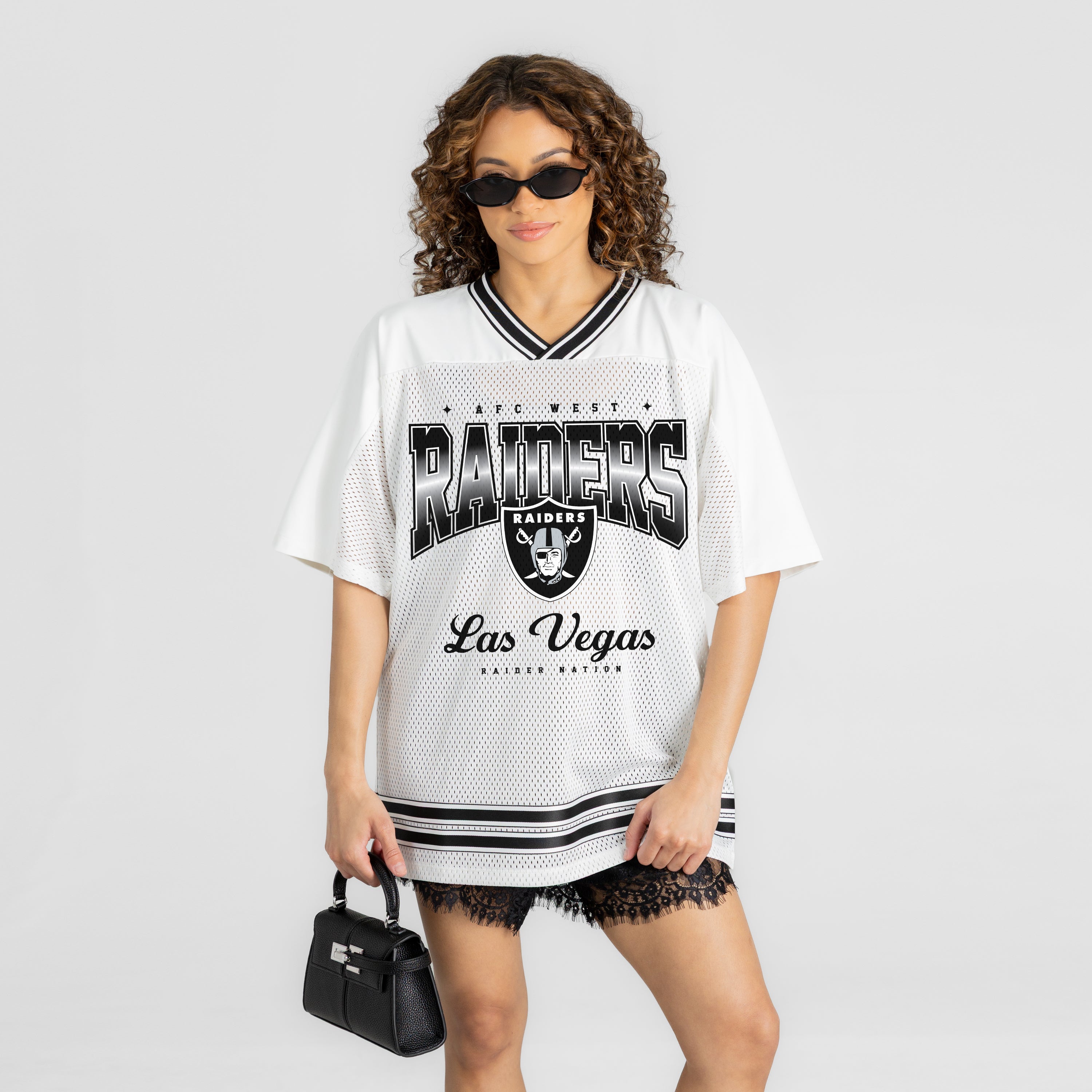 LAS VEGAS RAIDERS SQUAD MENTALITY OVERSIZED MESH FASHION TOP