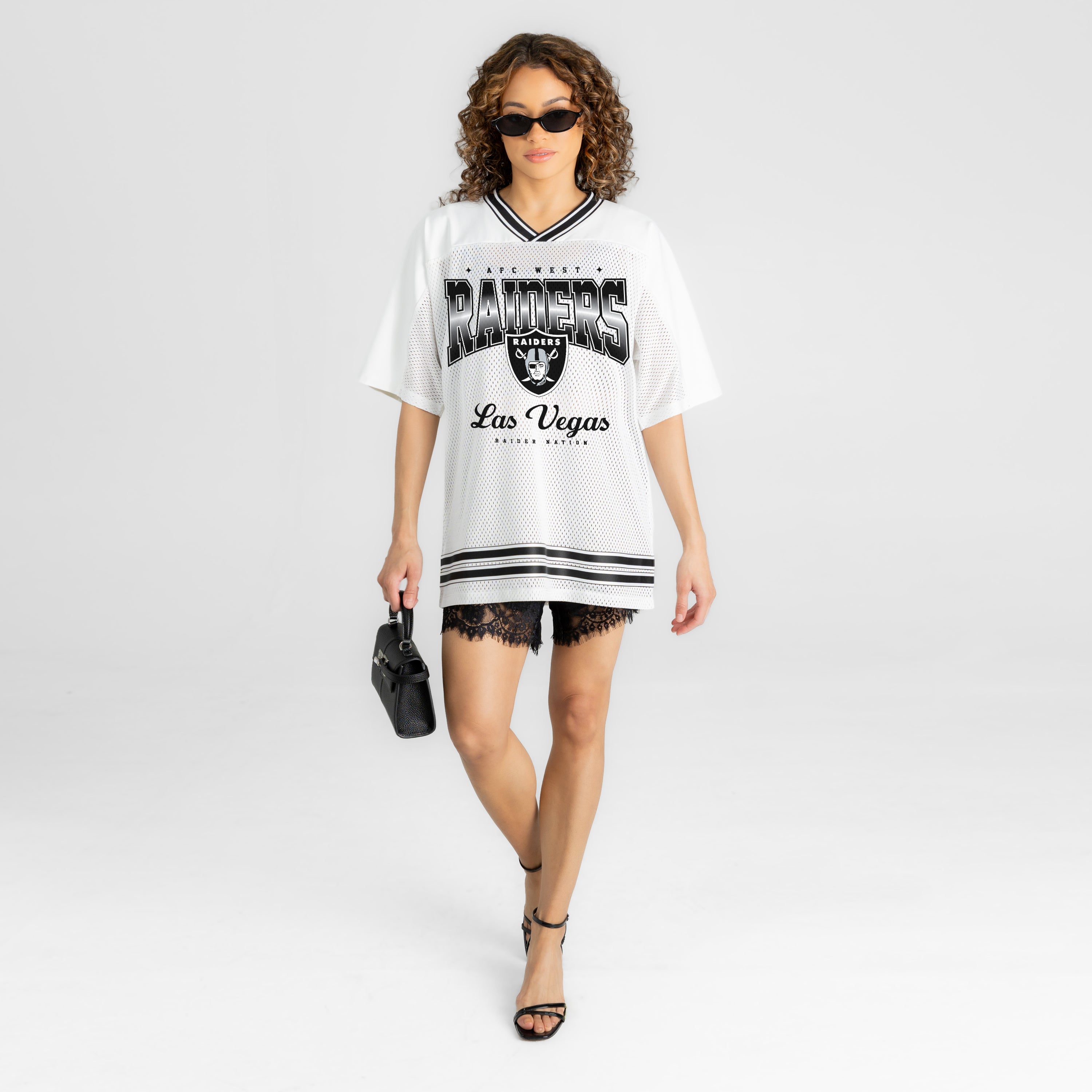 LAS VEGAS RAIDERS SQUAD MENTALITY OVERSIZED MESH FASHION TOP
