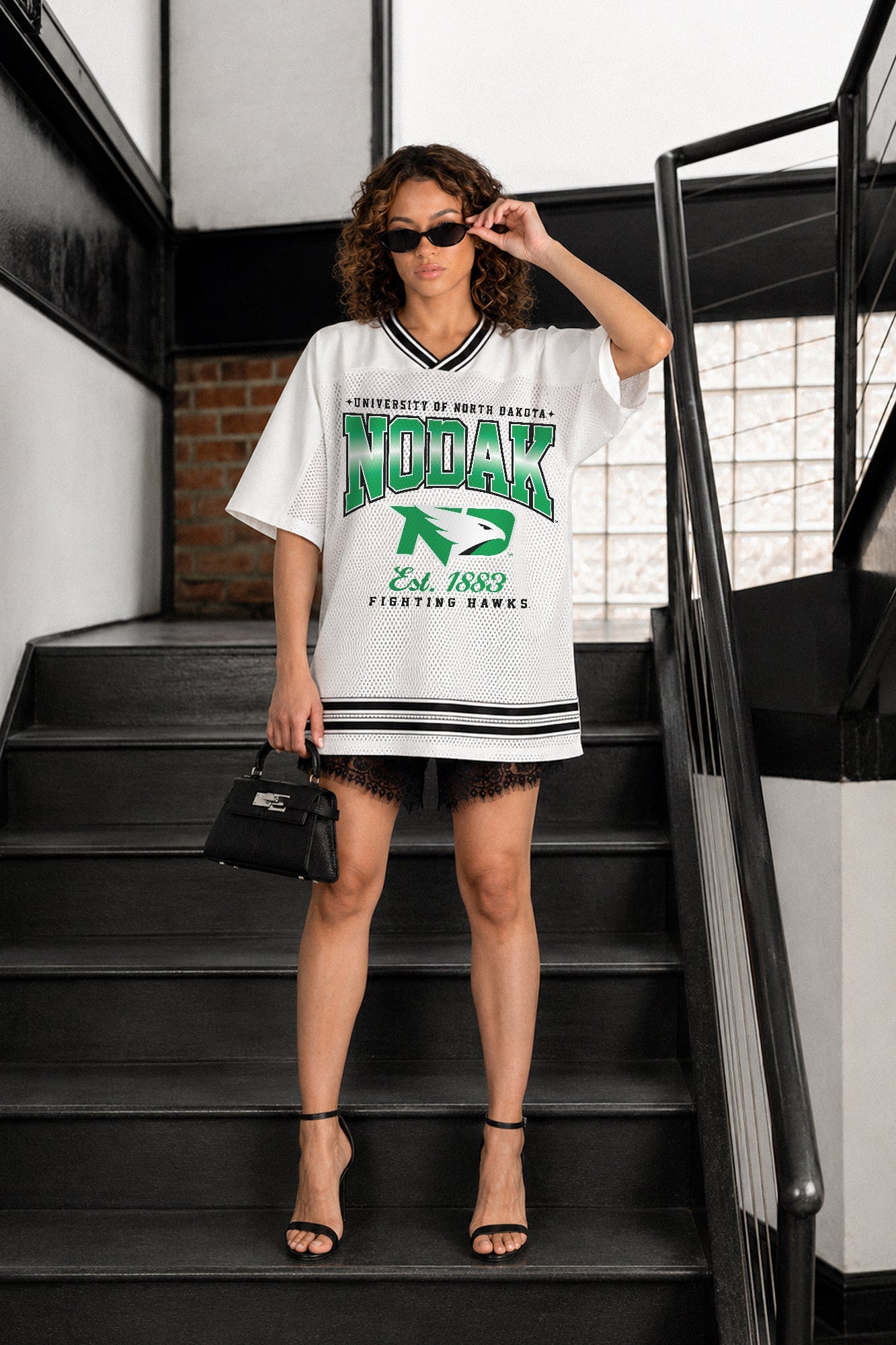 NORTH DAKOTA FIGHTING HAWKS SQUAD MENTALITY OVERSIZED MESH FASHION JERSEY