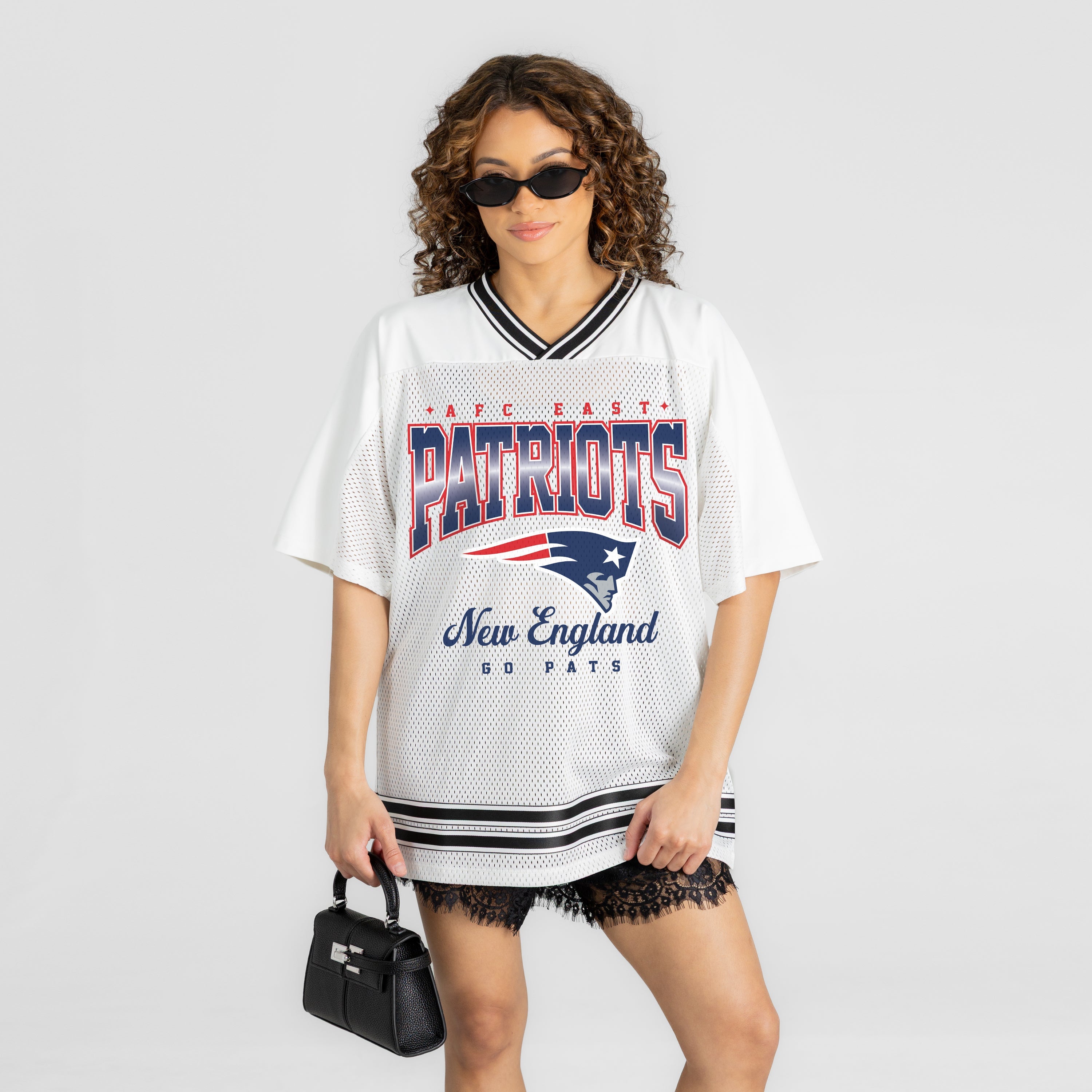 NEW ENGLAND PATRIOTS SQUAD MENTALITY OVERSIZED MESH FASHION TOP