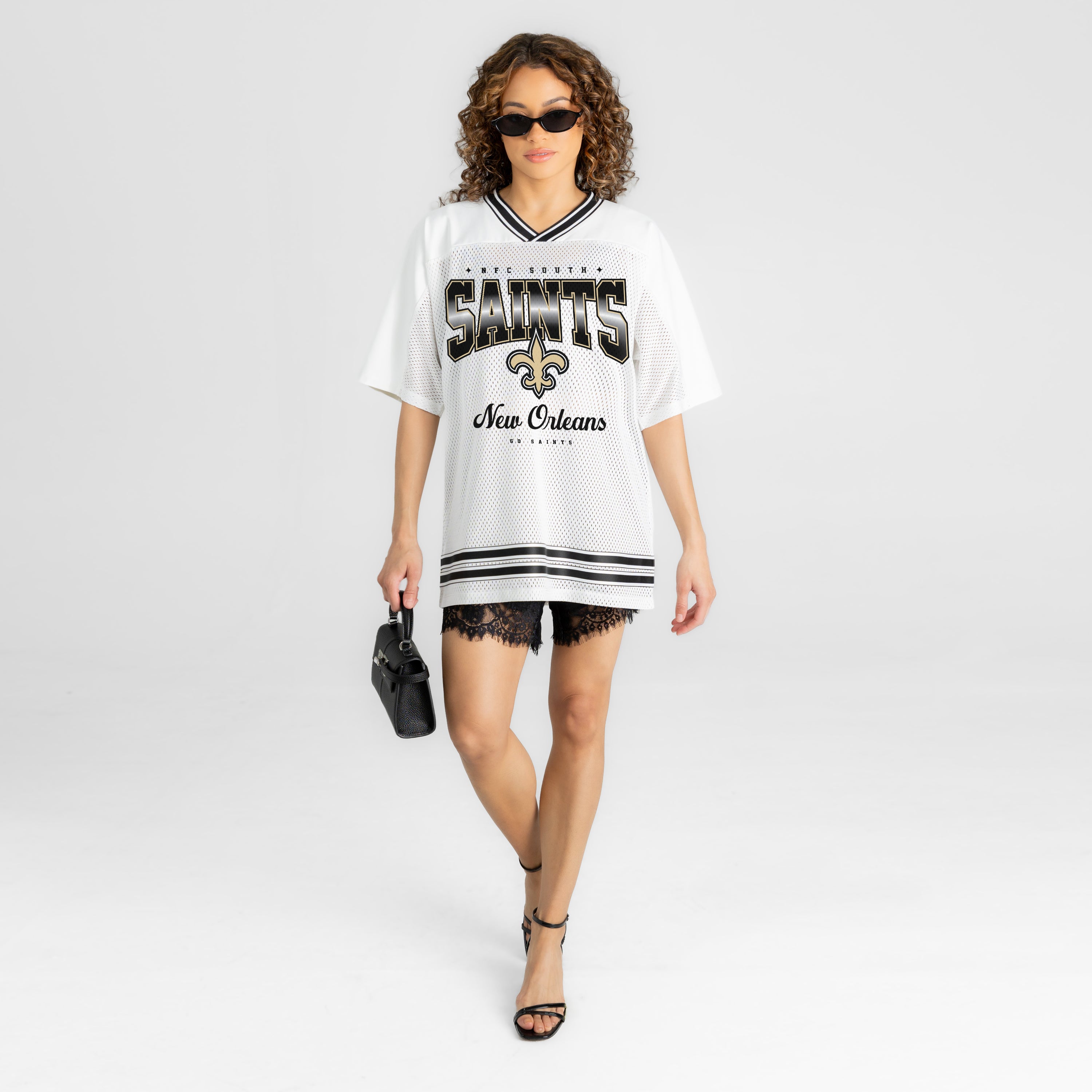 NEW ORLEANS SAINTS SQUAD MENTALITY OVERSIZED MESH FASHION TOP