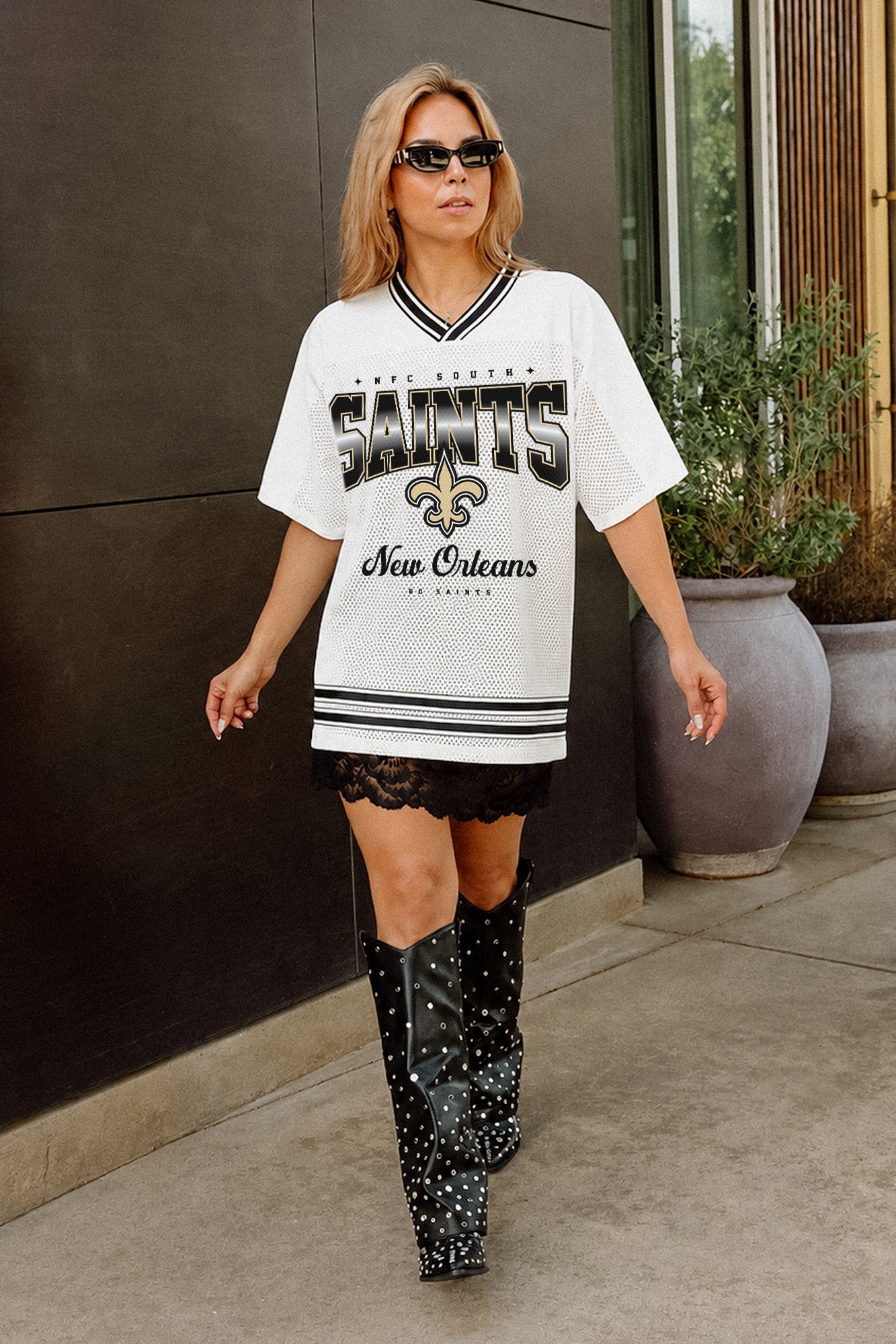 NEW ORLEANS SAINTS SQUAD MENTALITY OVERSIZED MESH FASHION TOP