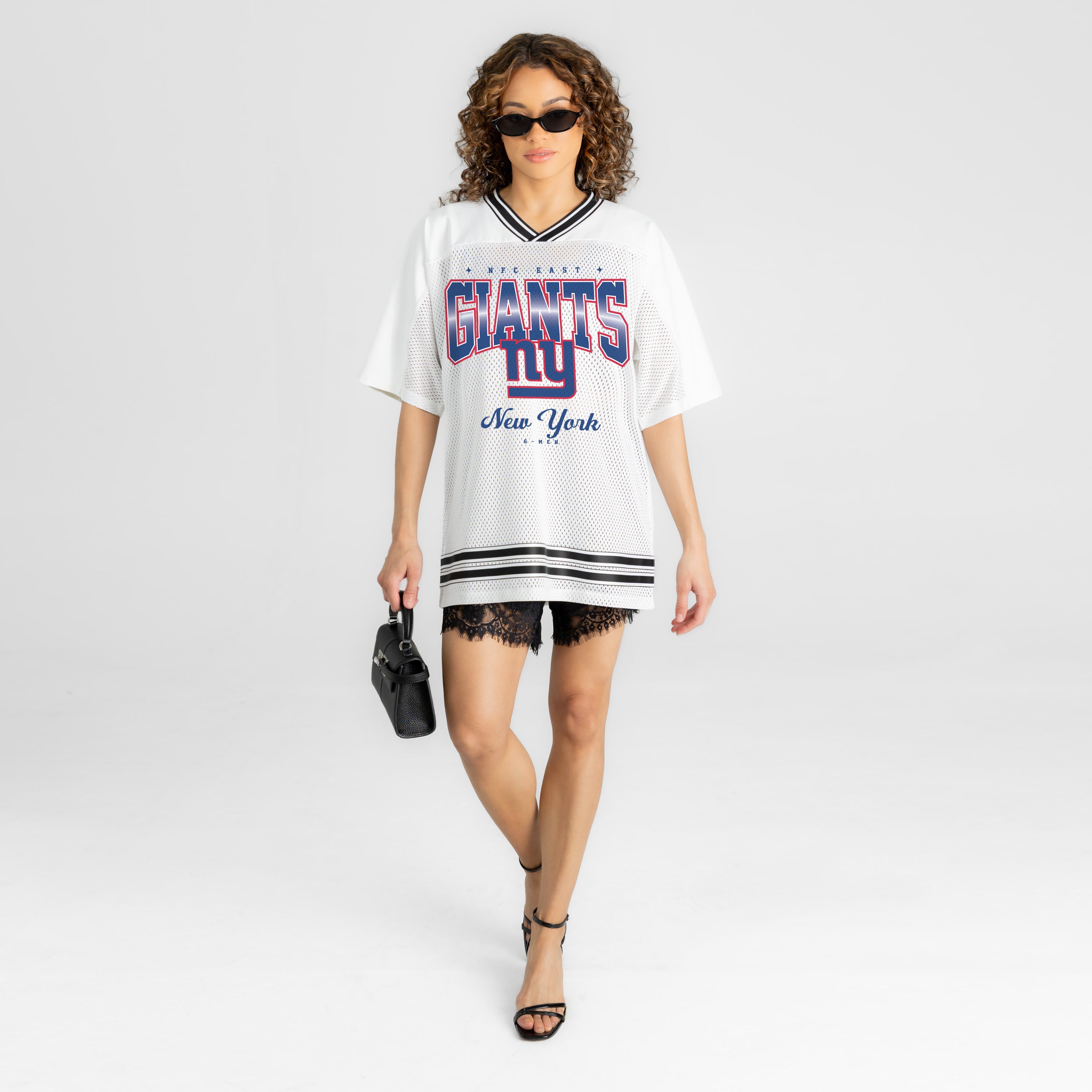 NEW YORK GIANTS SQUAD MENTALITY OVERSIZED MESH FASHION TOP