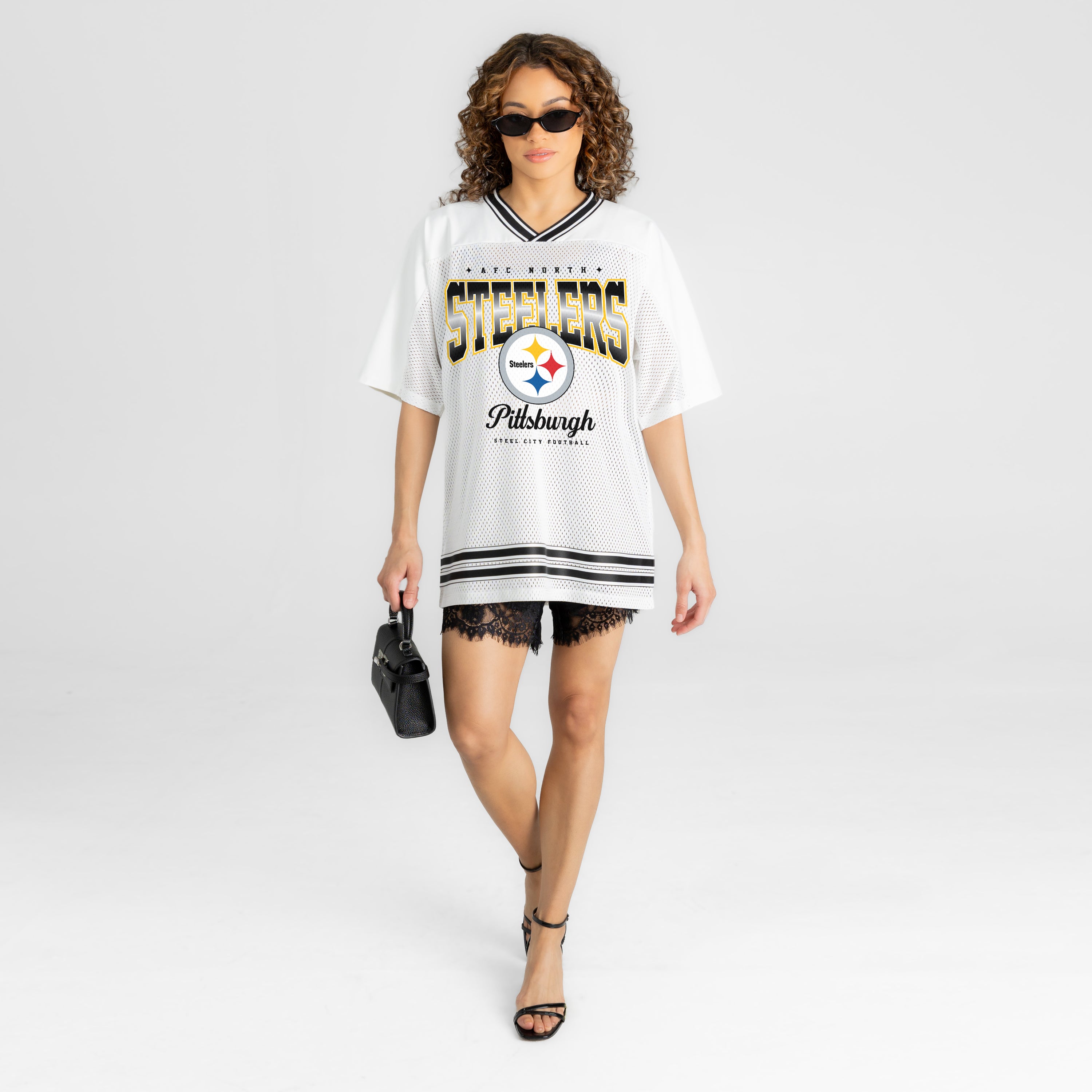 PITTSBURGH STEELERS SQUAD MENTALITY OVERSIZED MESH FASHION TOP