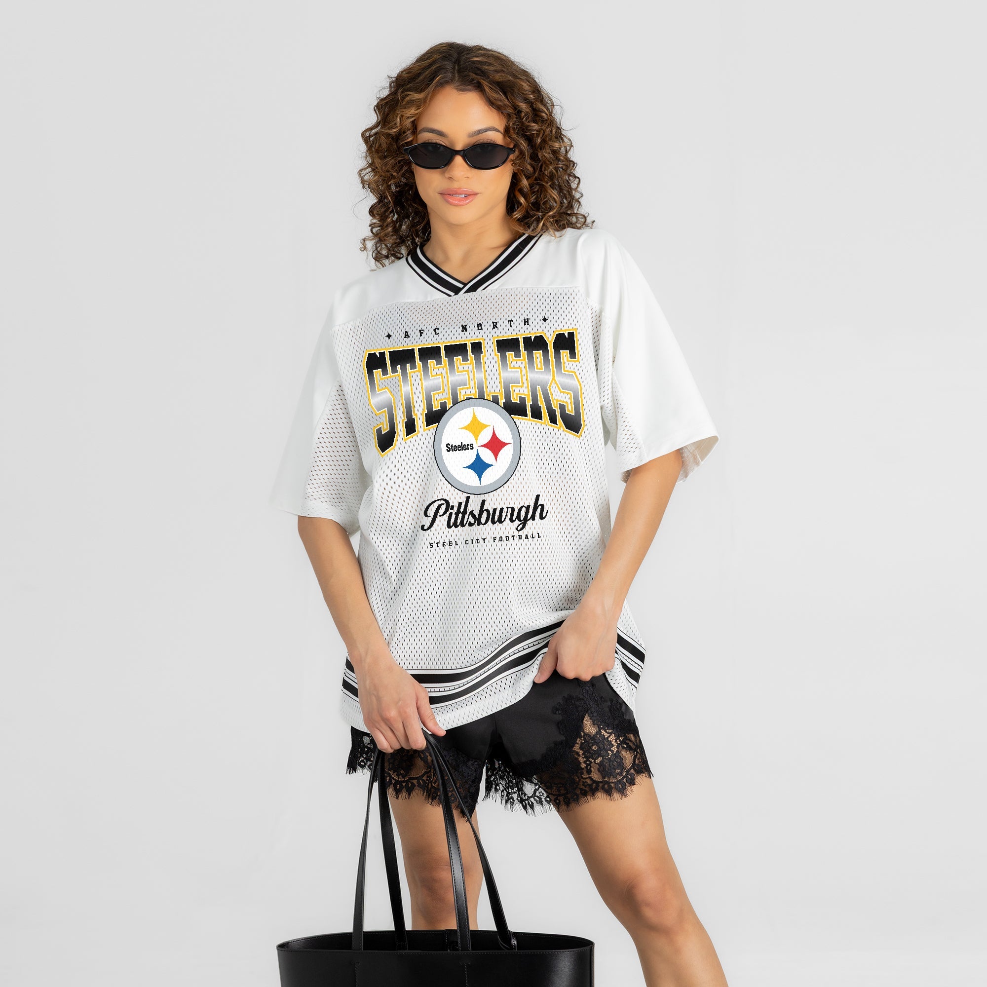 PITTSBURGH STEELERS SQUAD MENTALITY OVERSIZED MESH FASHION TOP
