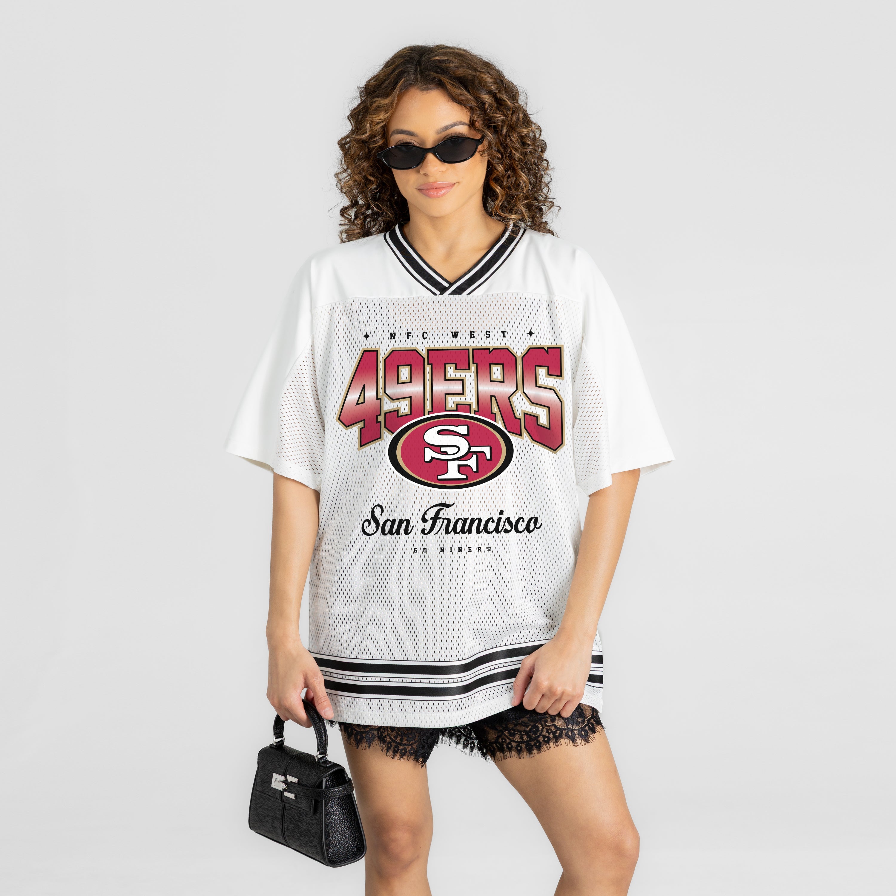 SAN FRANCISCO 49ERS SQUAD MENTALITY OVERSIZED MESH FASHION TOP