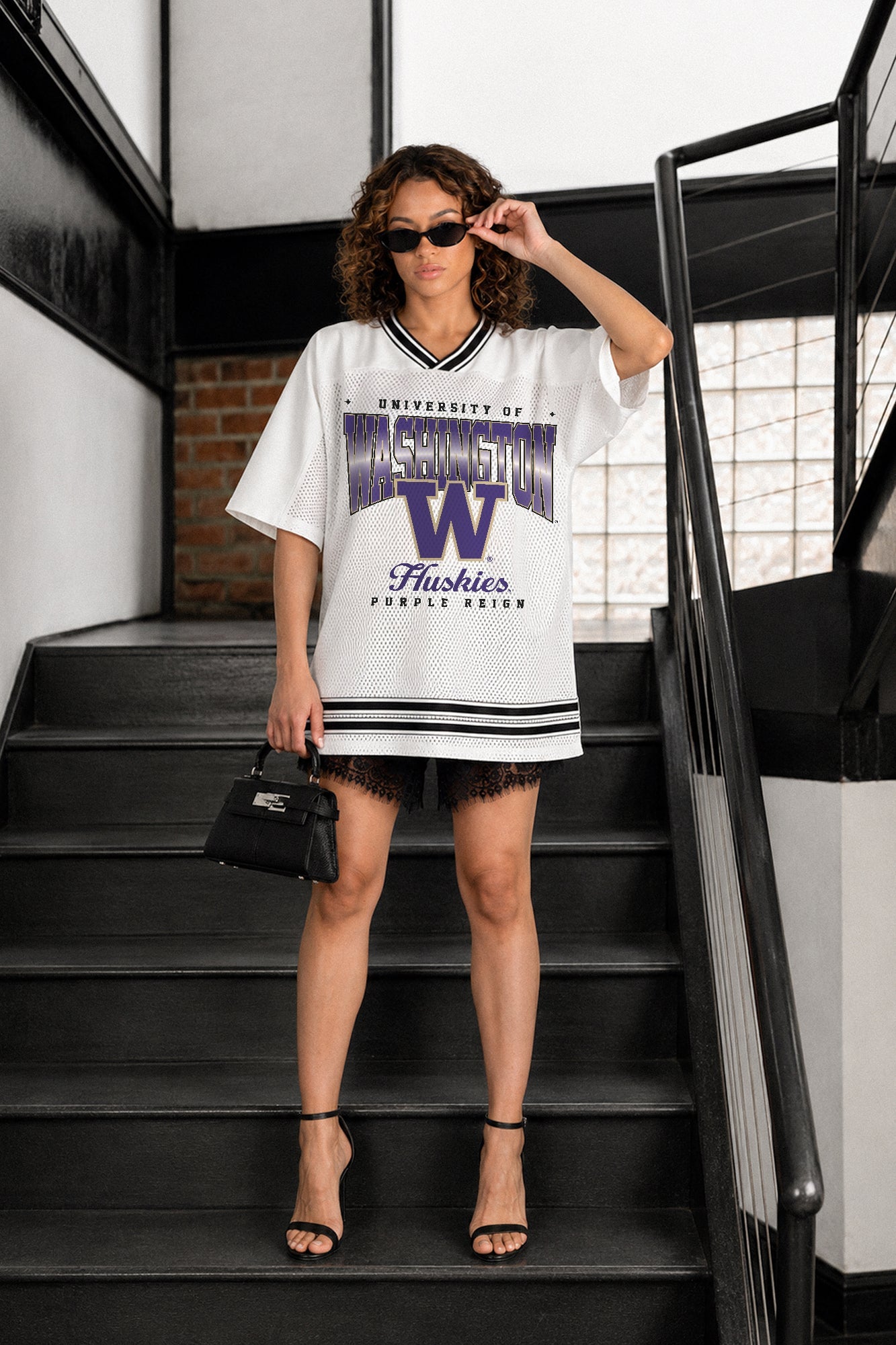 WASHINGTON HUSKIES SQUAD MENTALITY OVERSIZED MESH FASHION JERSEY
