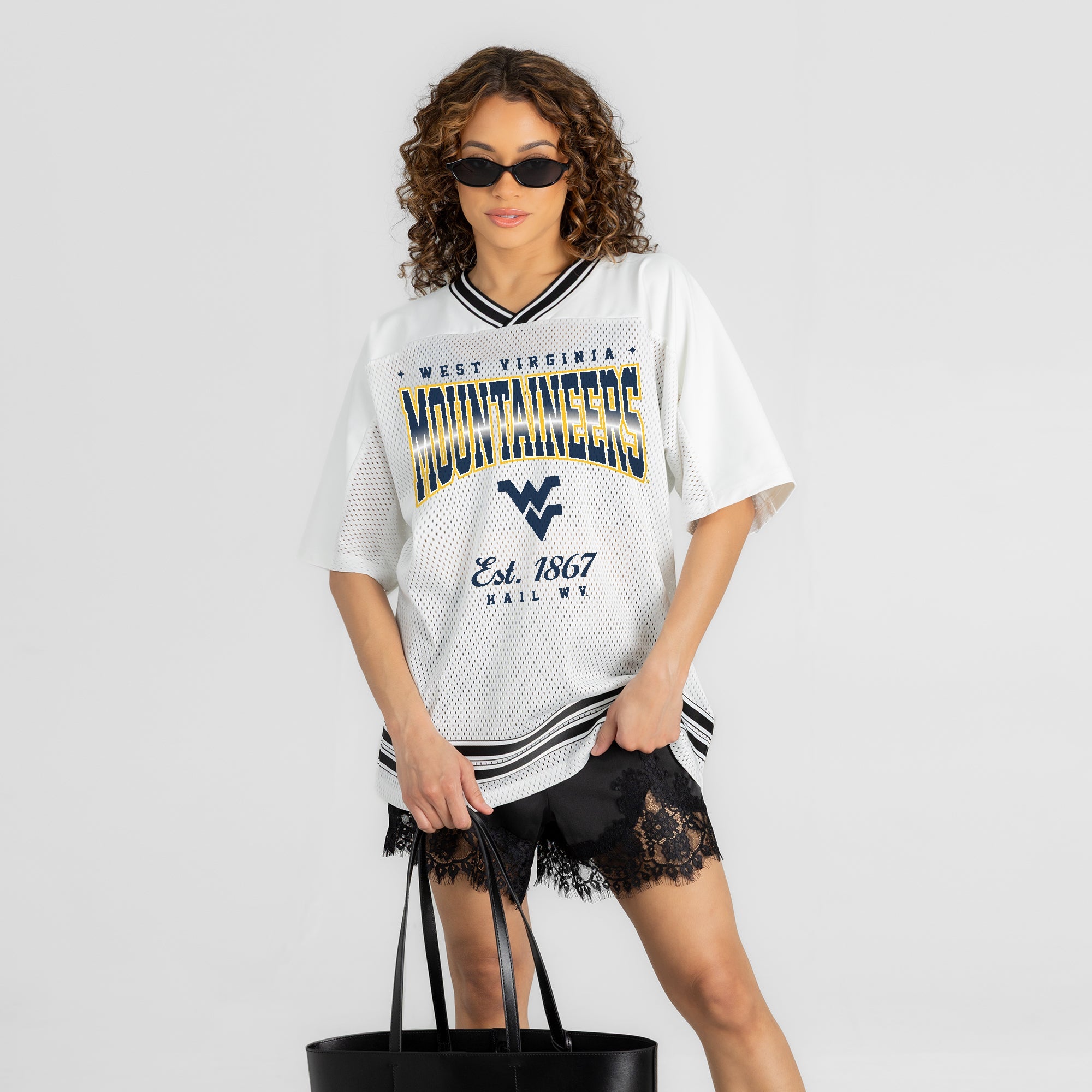 WEST VIRGINIA MOUNTAINEERS SQUAD MENTALITY OVERSIZED MESH FASHION JERSEY