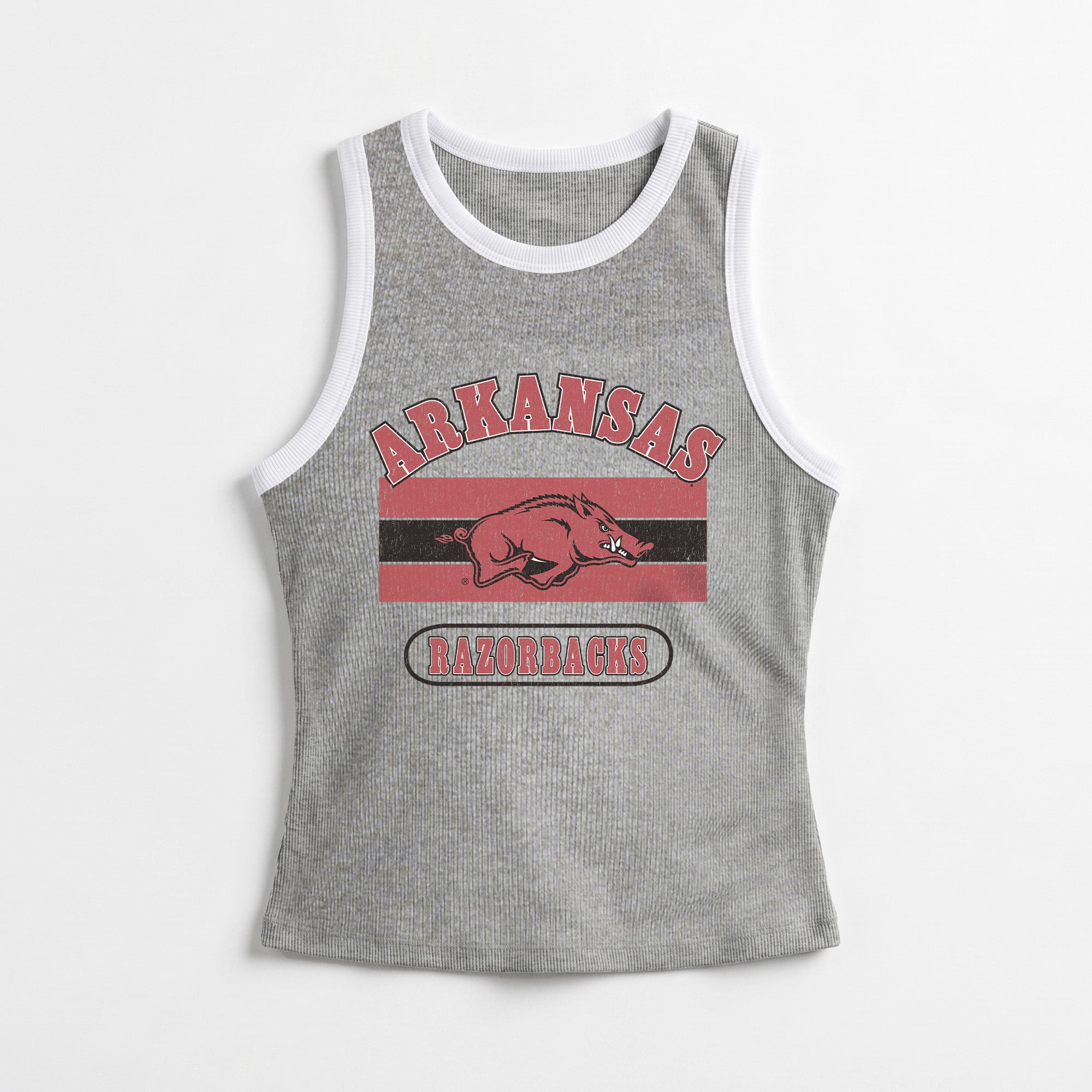 ARKANSAS RAZORBACKS VICTORY CLUB CONTRAST TRIM FITTED TANK TOP