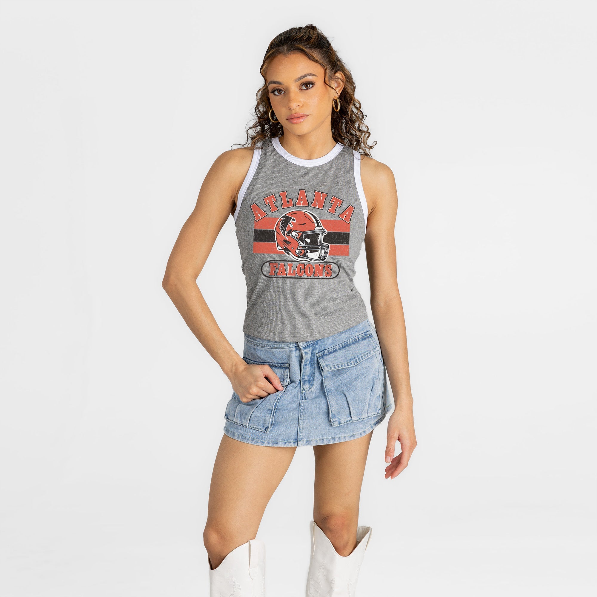 ATLANTA FALCONS VICTORY CLUB CONTRAST TRIM FITTED TANK TOP