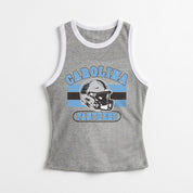 CAROLINA PANTHERS VICTORY CLUB CONTRAST TRIM FITTED TANK TOP