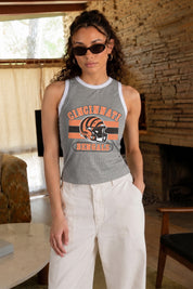 CINCINNATI BENGALS VICTORY CLUB CONTRAST TRIM FITTED CROP TANK TOP