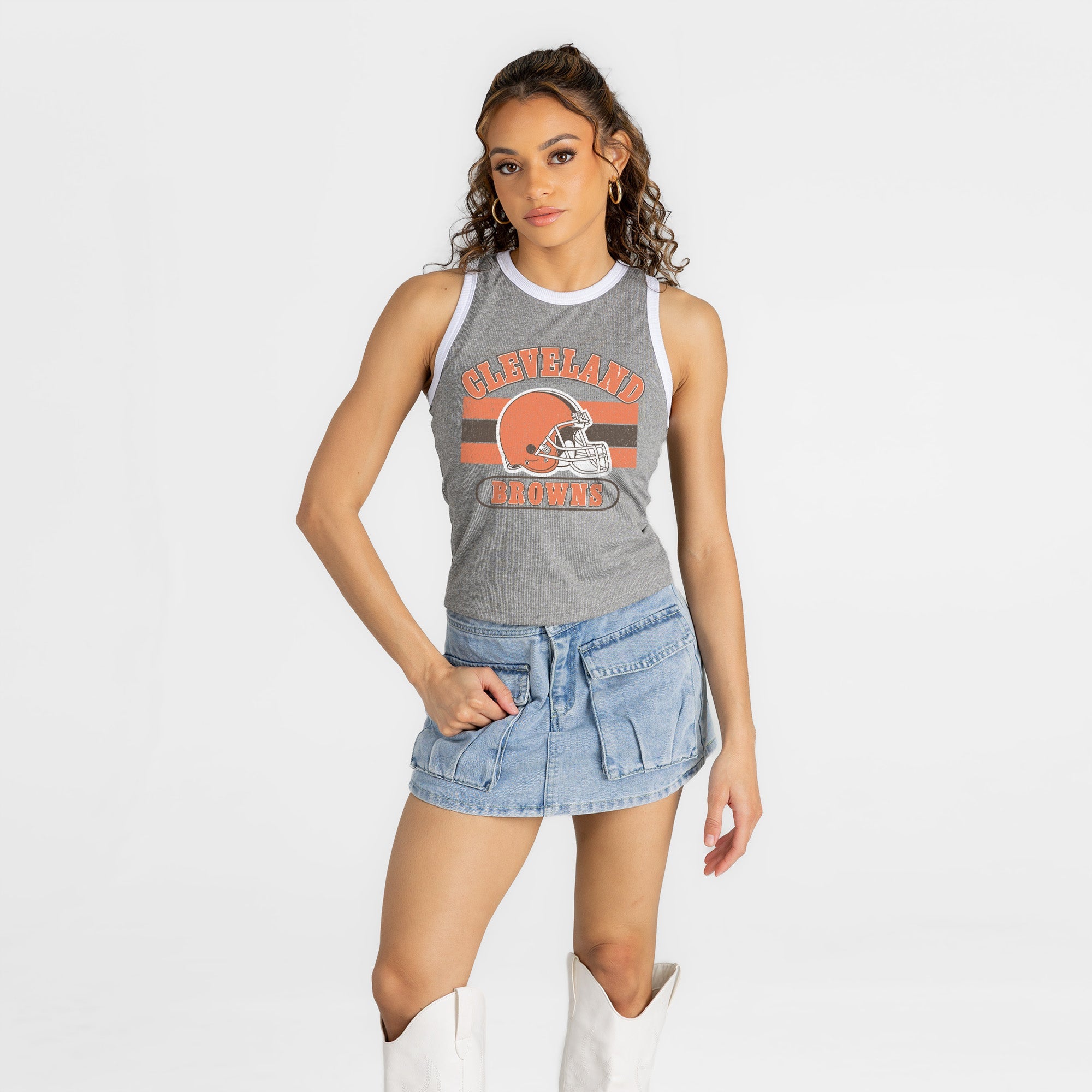CLEVELAND BROWNS VICTORY CLUB CONTRAST TRIM FITTED TANK TOP