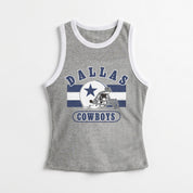 DALLAS COWBOYS VICTORY CLUB CONTRAST TRIM FITTED CROP TANK TOP