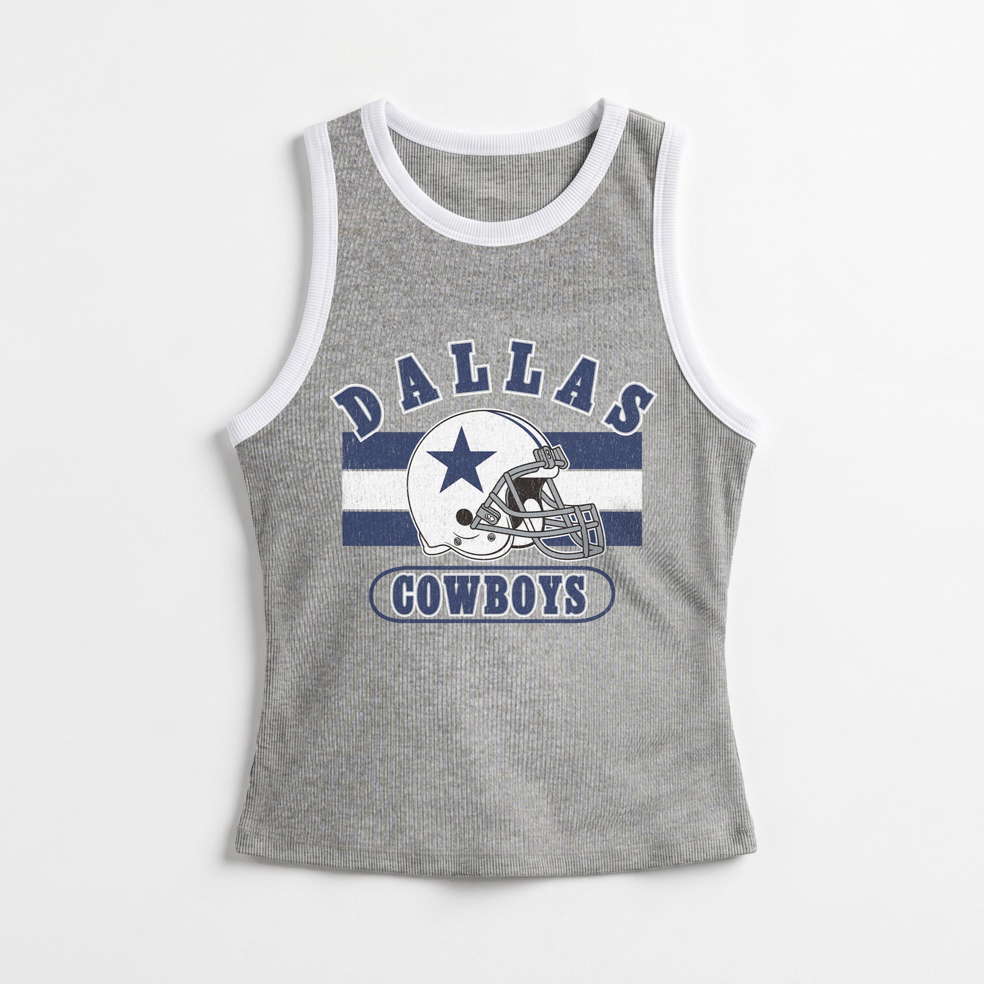 DALLAS COWBOYS VICTORY CLUB CONTRAST TRIM FITTED CROP TANK TOP