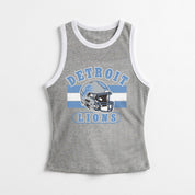 DETROIT LIONS VICTORY CLUB CONTRAST TRIM FITTED TANK TOP