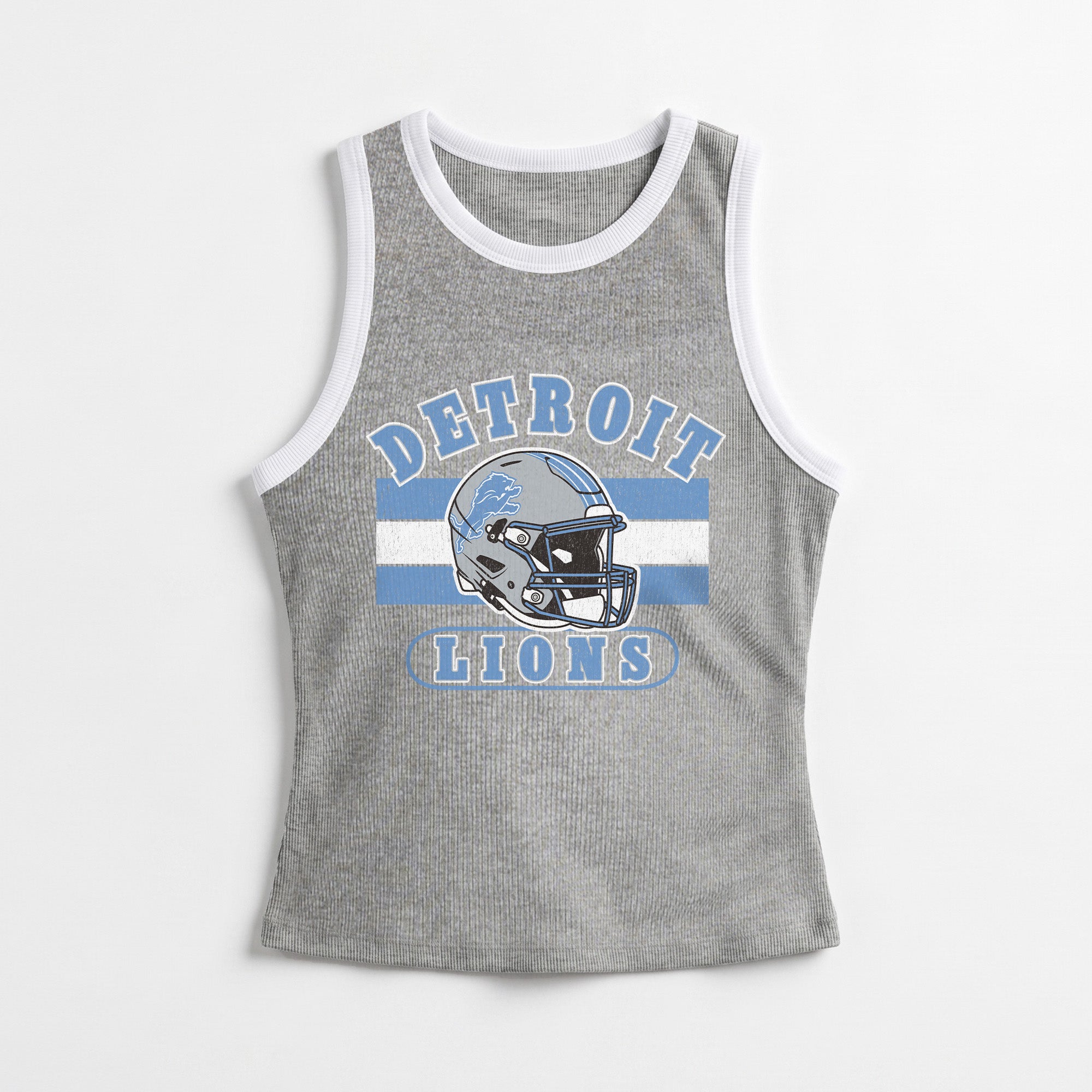 DETROIT LIONS VICTORY CLUB CONTRAST TRIM FITTED TANK TOP