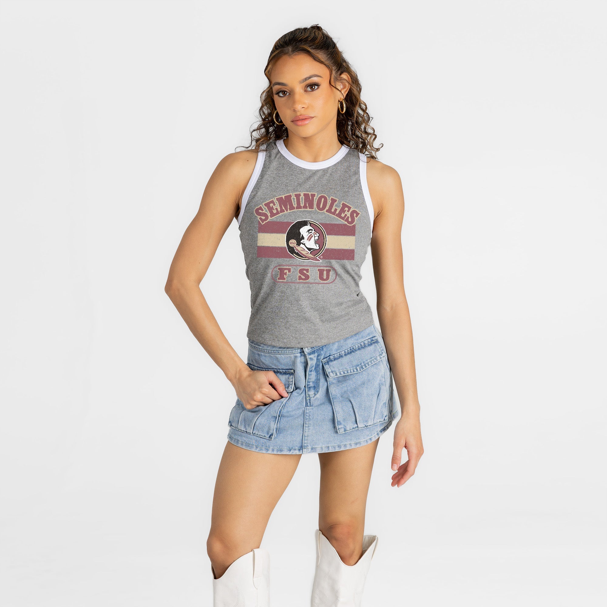 FLORIDA STATE SEMINOLES VICTORY CLUB CONTRAST TRIM FITTED TANK TOP