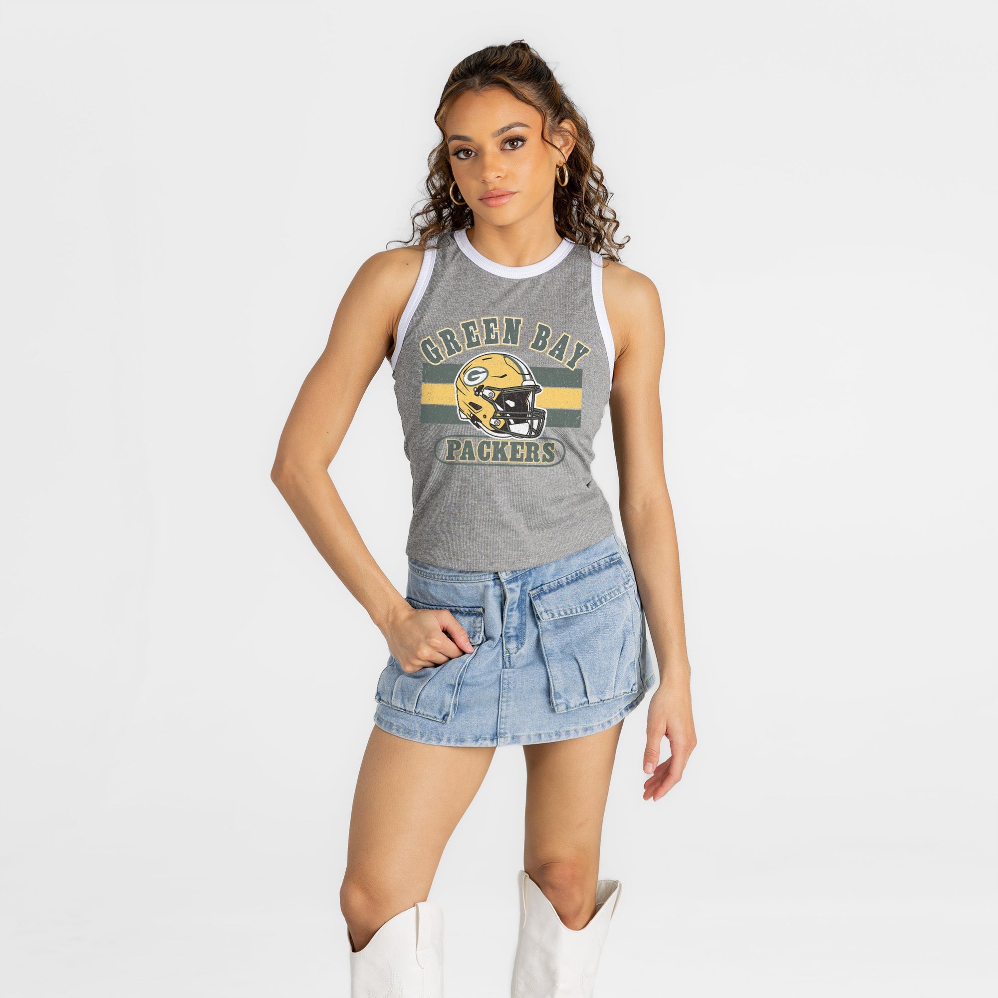 GREEN BAY PACKERS VICTORY CLUB CONTRAST TRIM FITTED TANK TOP