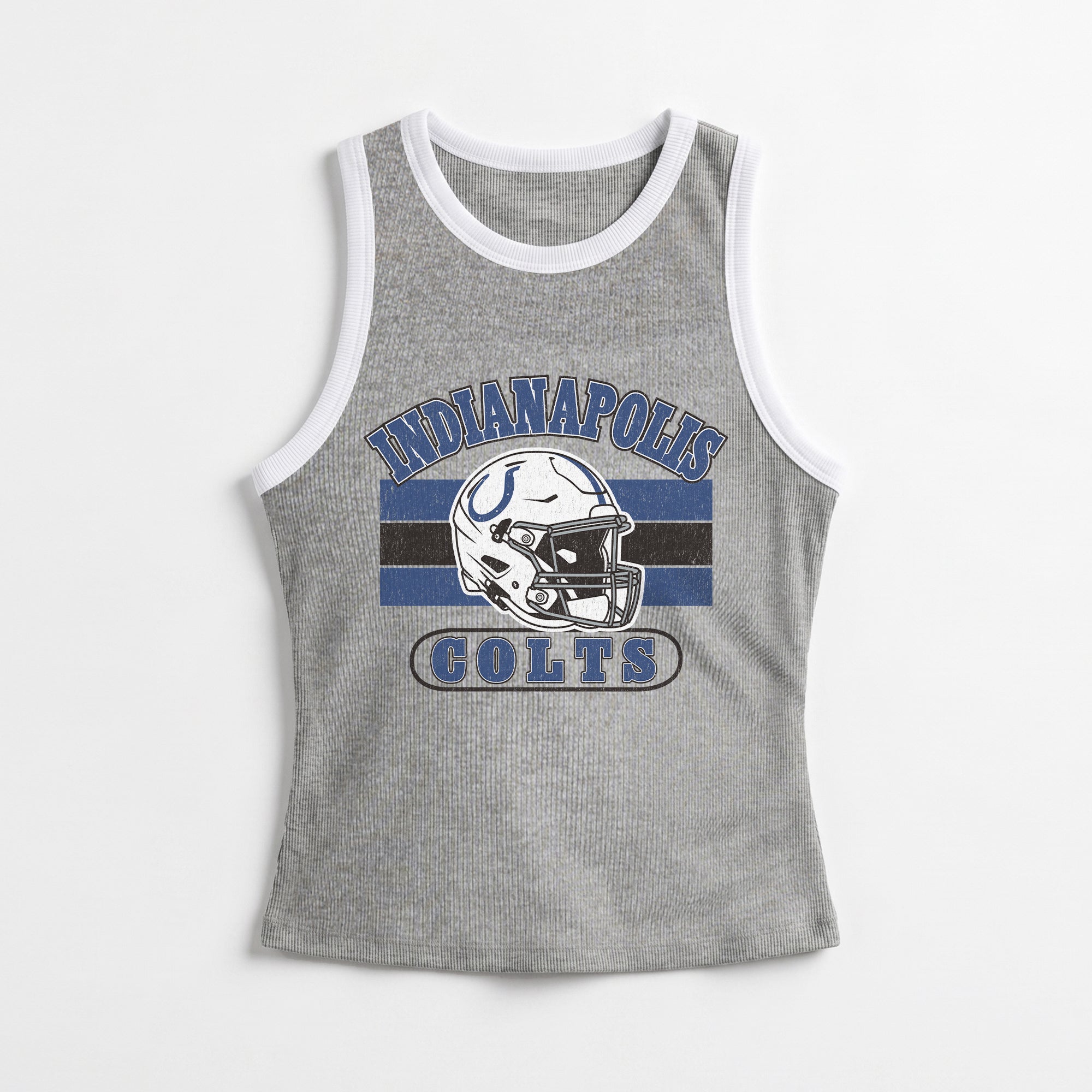 INDIANAPOLIS COLTS VICTORY CLUB CONTRAST TRIM FITTED CROP TANK TOP