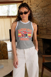 KANSAS CITY CHIEFS VICTORY CLUB CONTRAST TRIM FITTED CROP TANK TOP