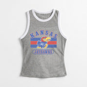 KANSAS JAYHAWKS VICTORY CLUB CONTRAST TRIM FITTED TANK TOP