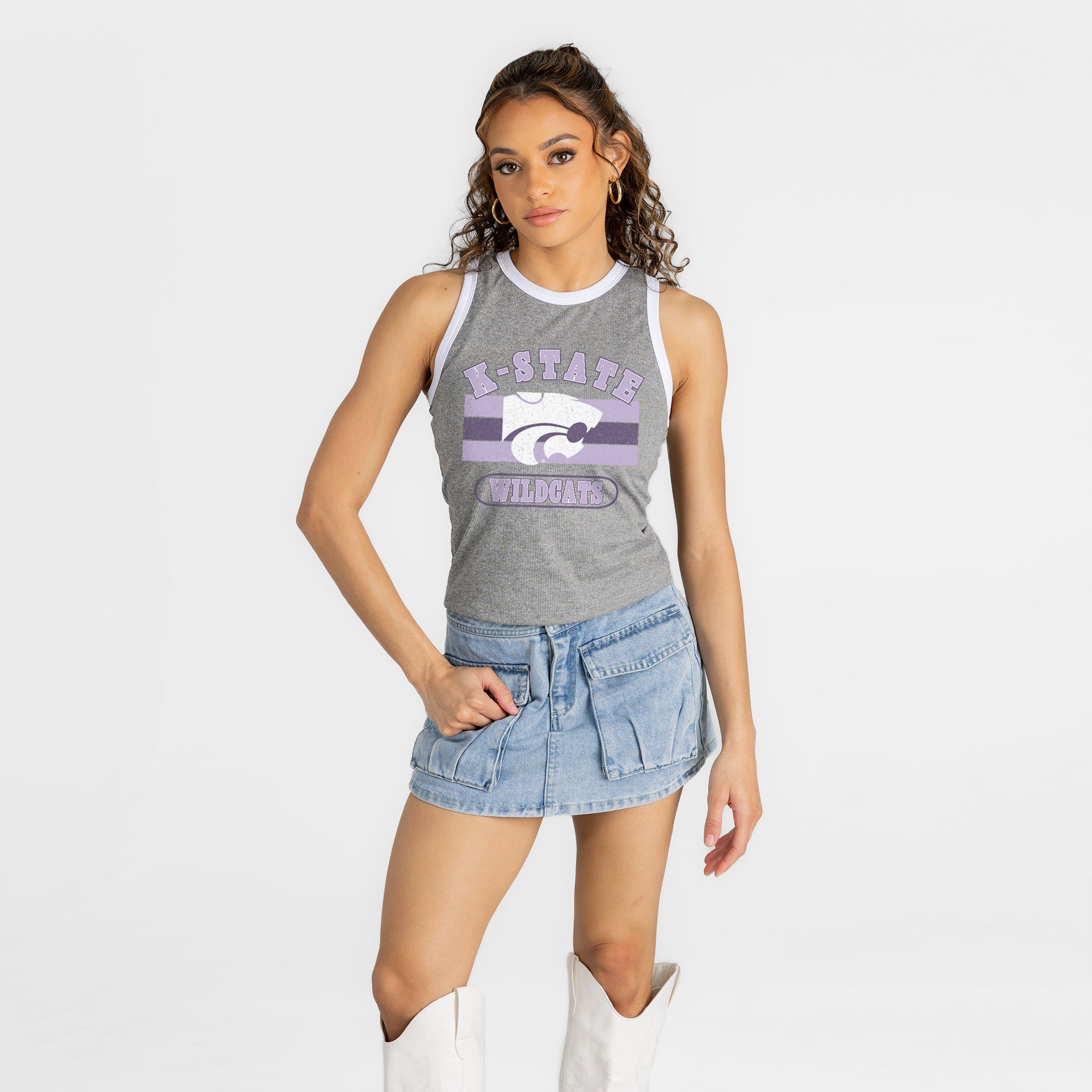 KANSAS STATE WILDCATS VICTORY CLUB CONTRAST TRIM FITTED TANK TOP