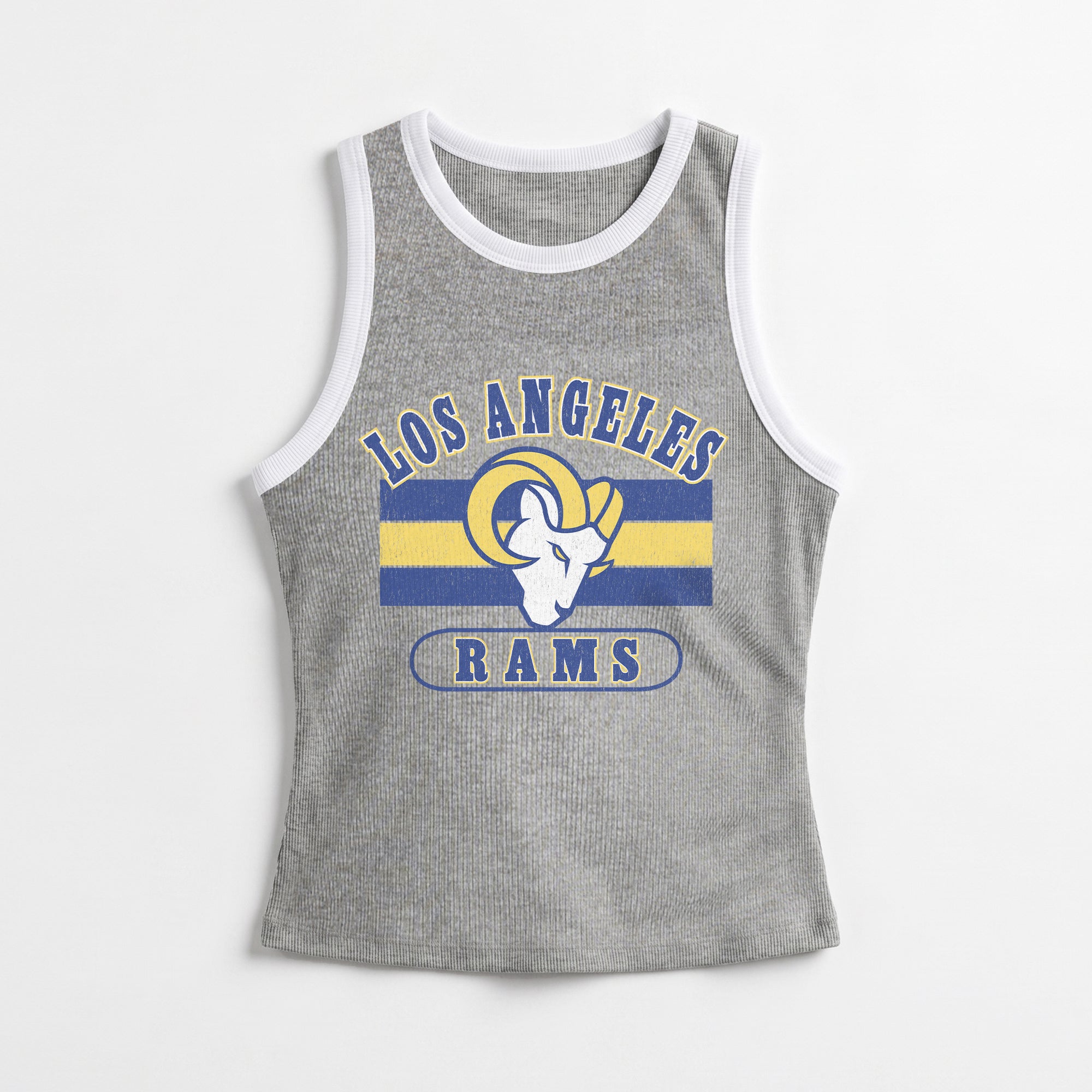 LOS ANGELES RAMS VICTORY CLUB CONTRAST TRIM FITTED CROP TANK TOP