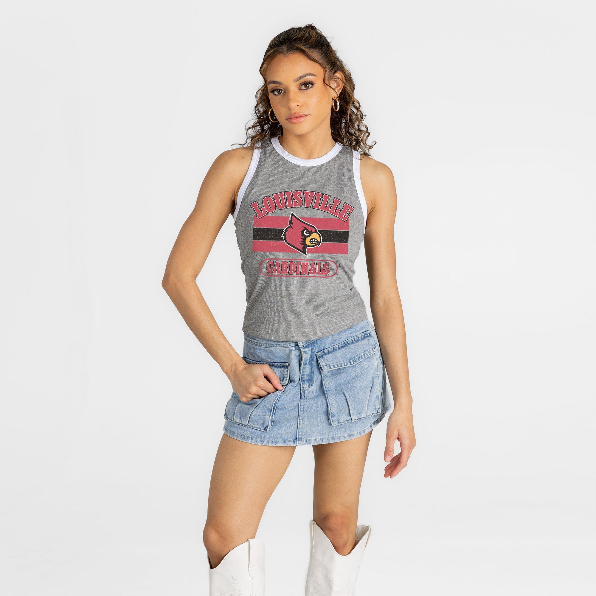 LOUISVILLE CARDINALS VICTORY CLUB CONTRAST TRIM FITTED TANK TOP