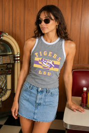 LSU TIGERS VICTORY CLUB CONTRAST TRIM FITTED TANK TOP