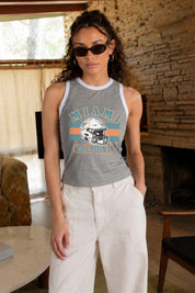 MIAMI DOLPHINS VICTORY CLUB CONTRAST TRIM FITTED CROP TANK TOP
