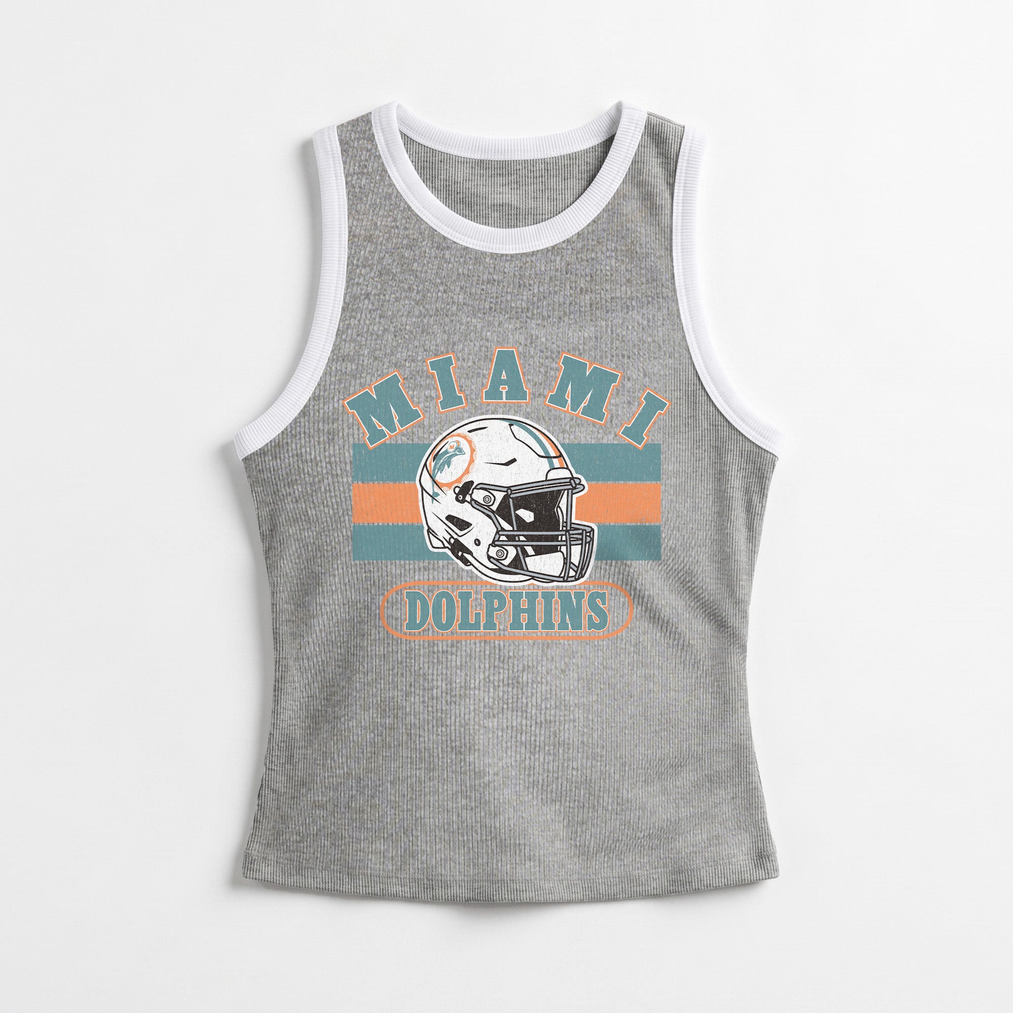 MIAMI DOLPHINS VICTORY CLUB CONTRAST TRIM FITTED TANK TOP