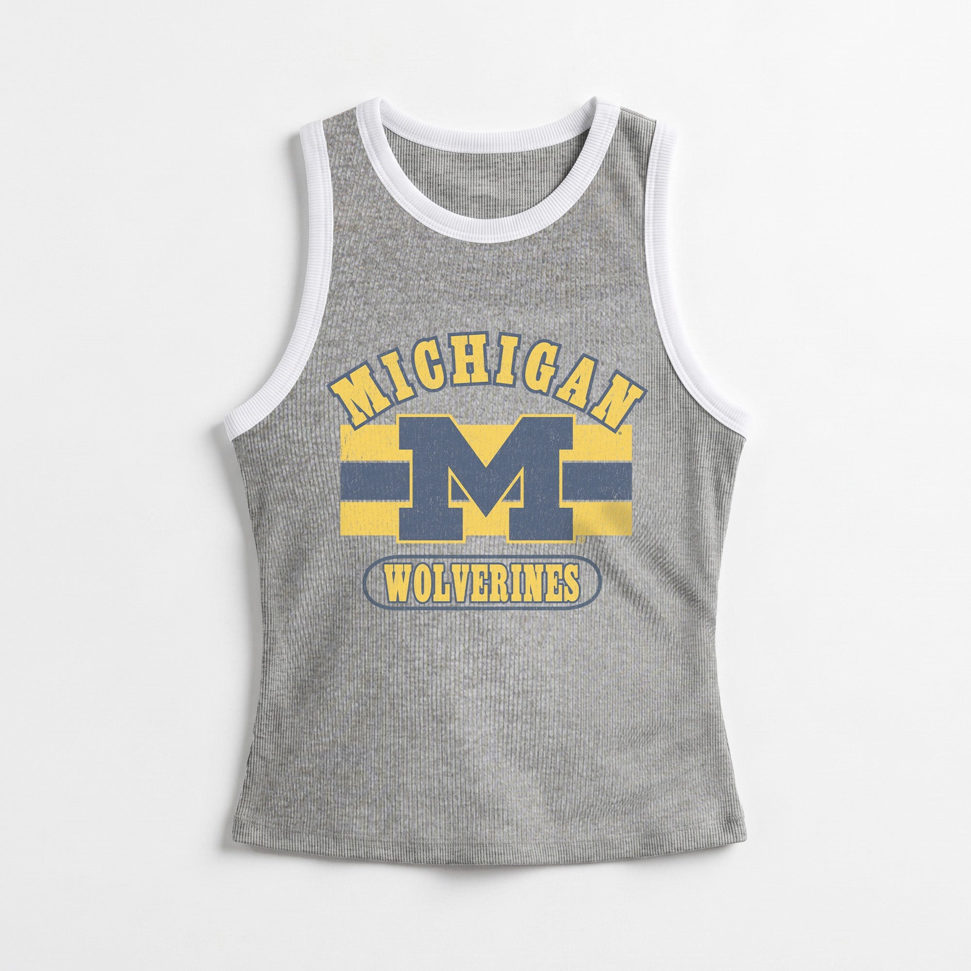 MICHIGAN WOLVERINES VICTORY CLUB CONTRAST TRIM FITTED TANK TOP