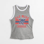 OLE MISS REBELS VICTORY CLUB CONTRAST TRIM FITTED TANK TOP