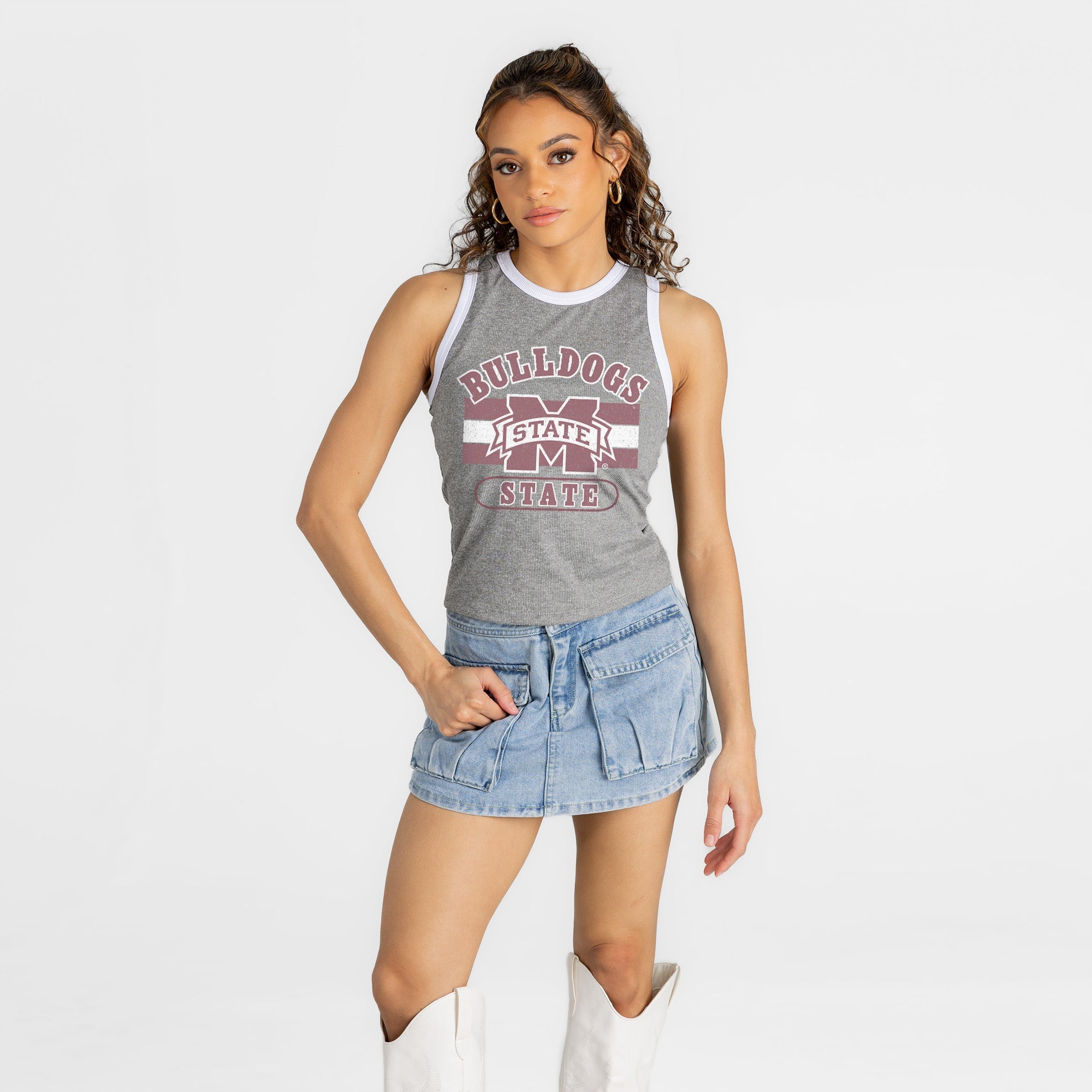 MISSISSIPPI STATE BULLDOGS VICTORY CLUB CONTRAST TRIM FITTED TANK TOP