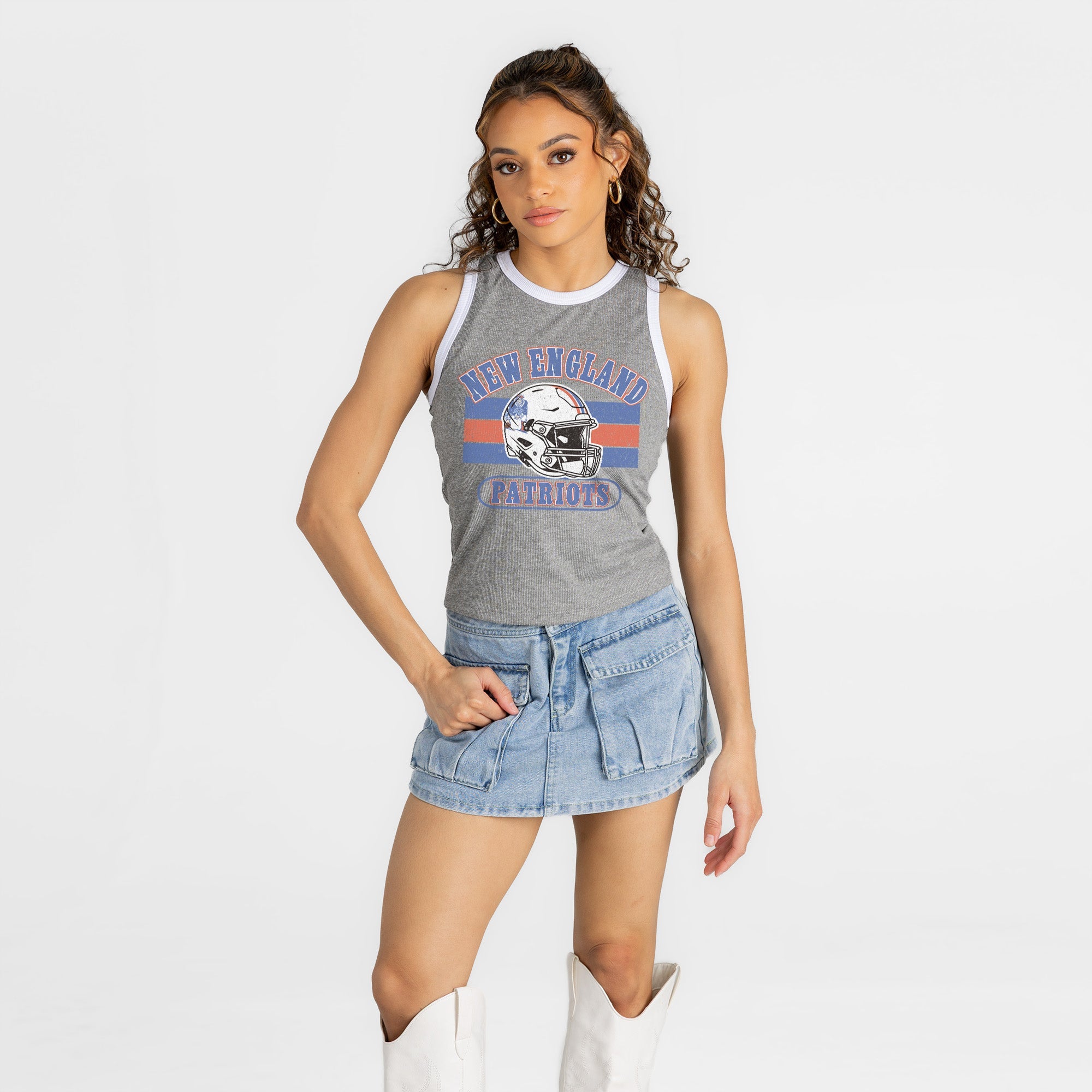 NEW ENGLAND PATRIOTS VICTORY CLUB CONTRAST TRIM FITTED TANK TOP